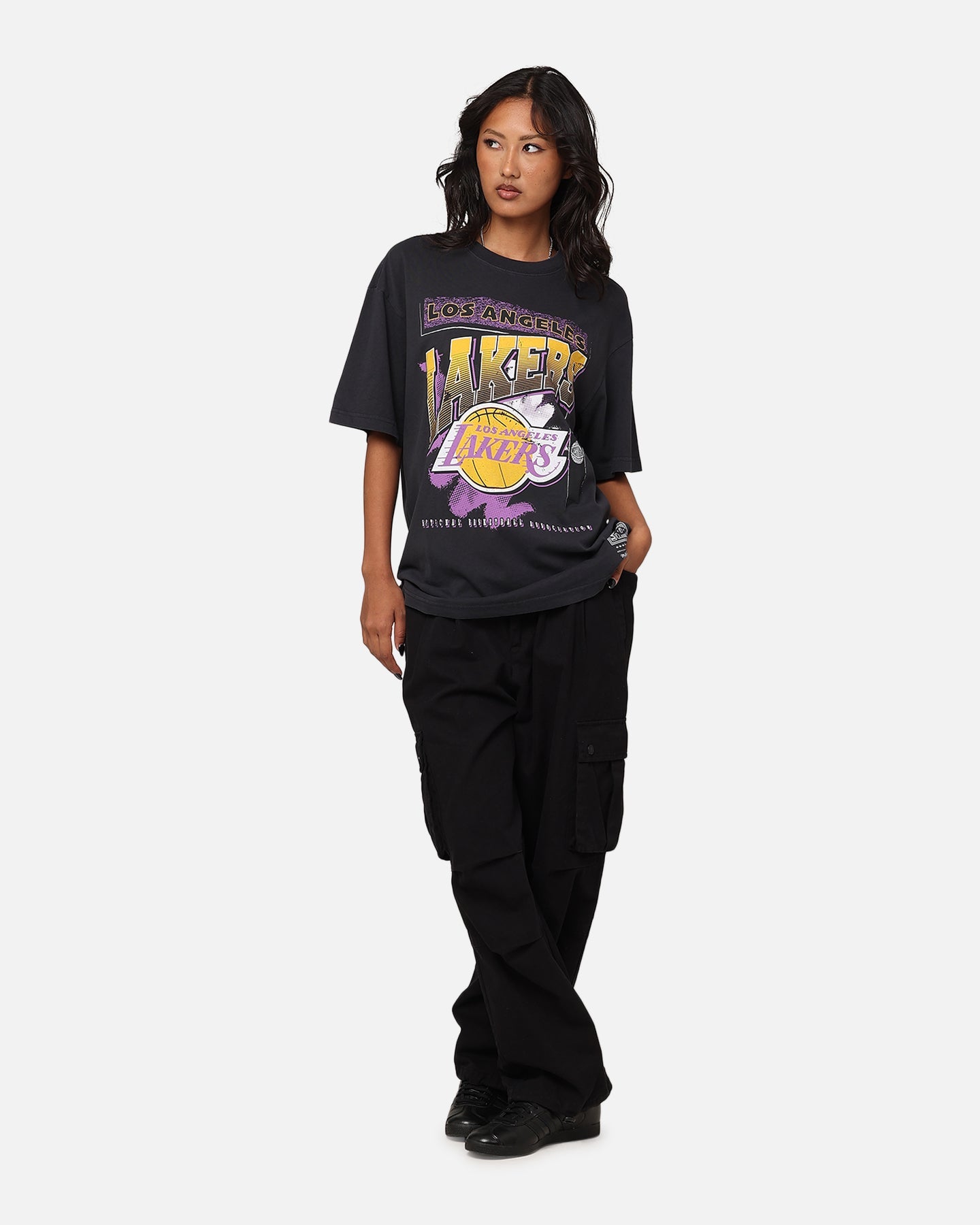 Mitchell & Ness Los Angeles Lakers Brush Off 2.0 T-Shirt Faded Black Style001