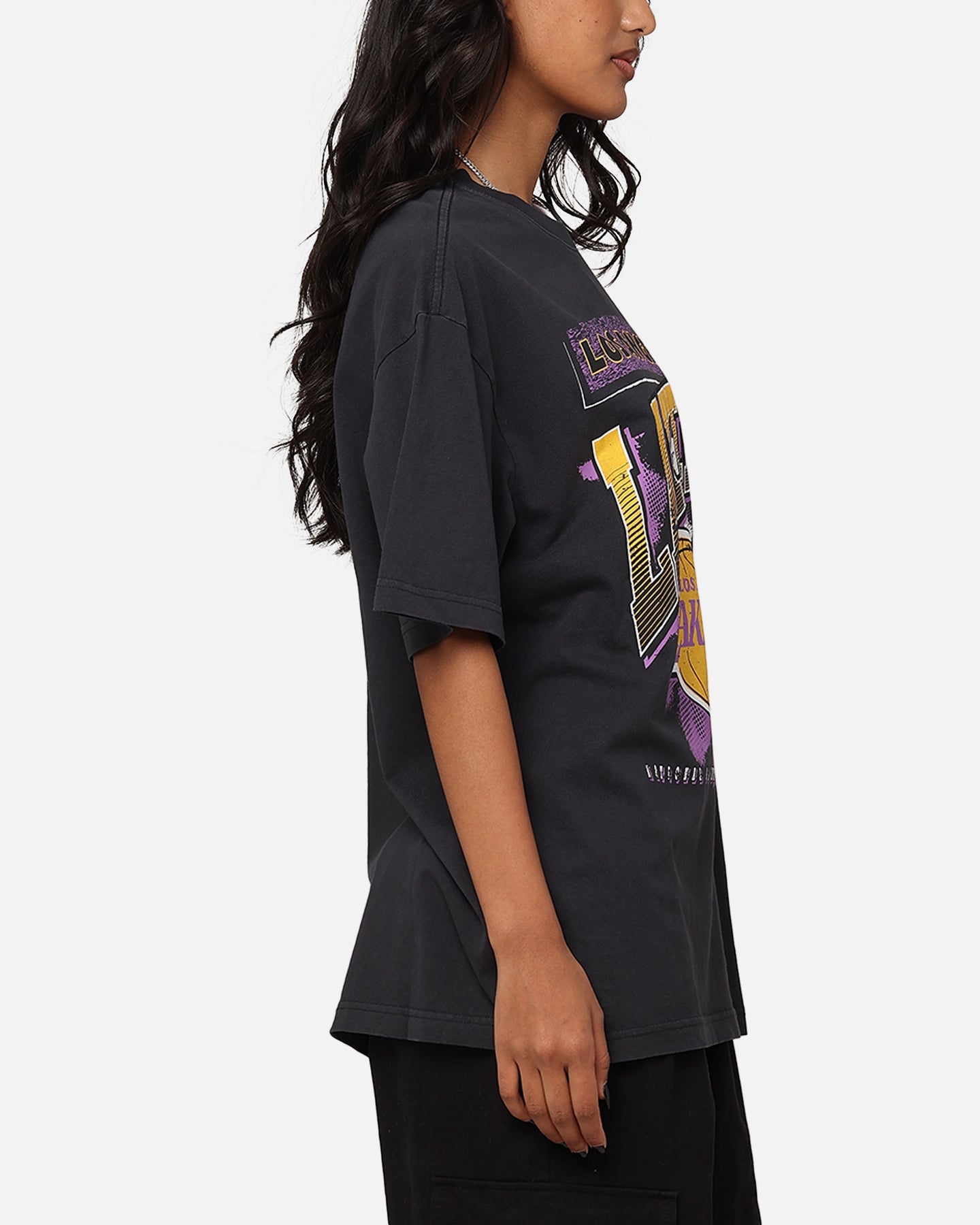 Mitchell & Ness Los Angeles Lakers Brush Off 2.0 T-Shirt Faded Black Style001