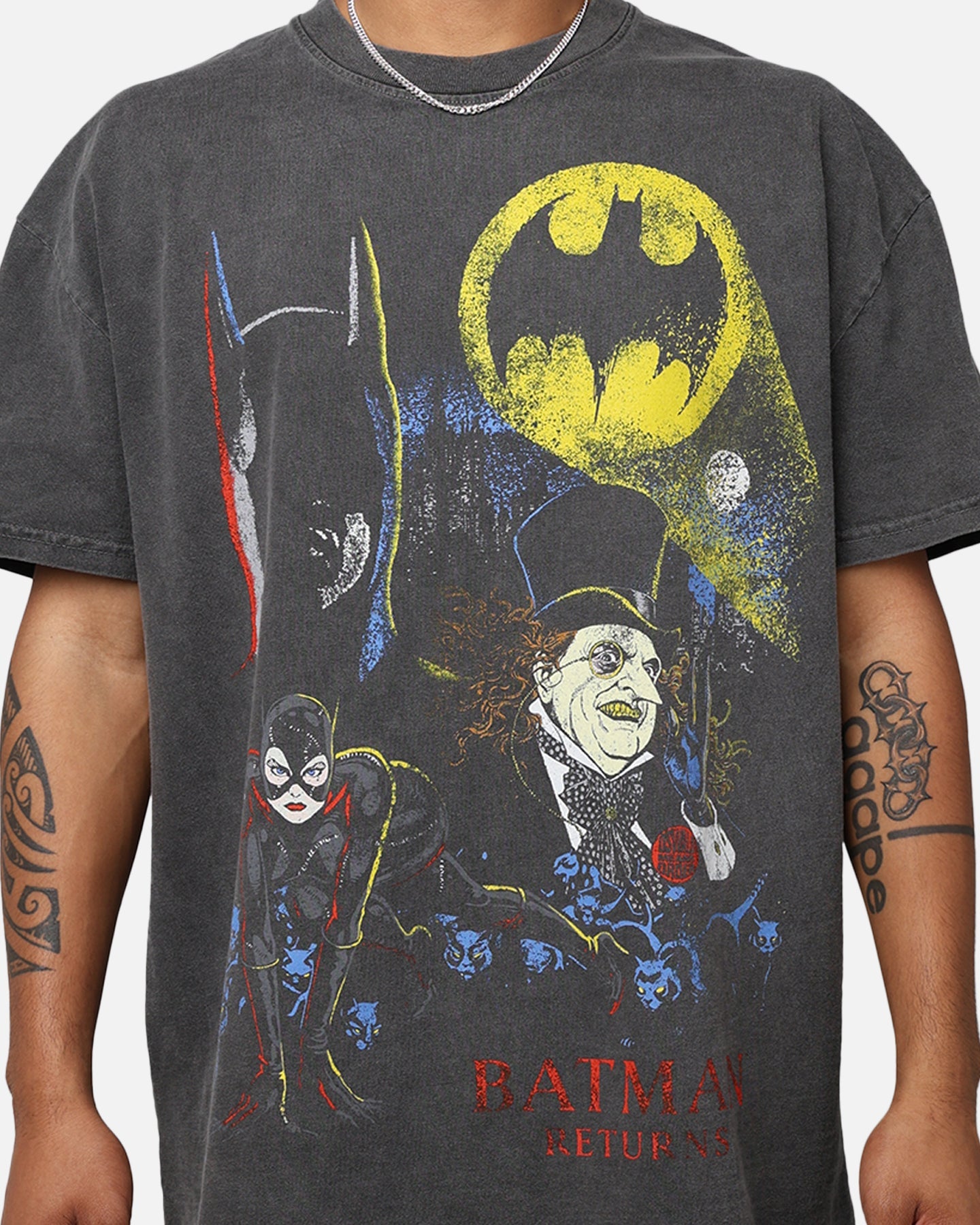 American Thrift X DC '92 Batman Heavyweight Vintage T-Shirt Washed Black Style001