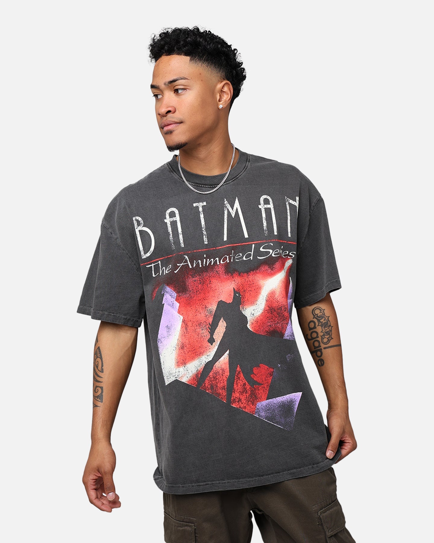 American Thrift X DC Batman The Animated Series Heavyweight Vintage T-Shirt Washed Black Style001