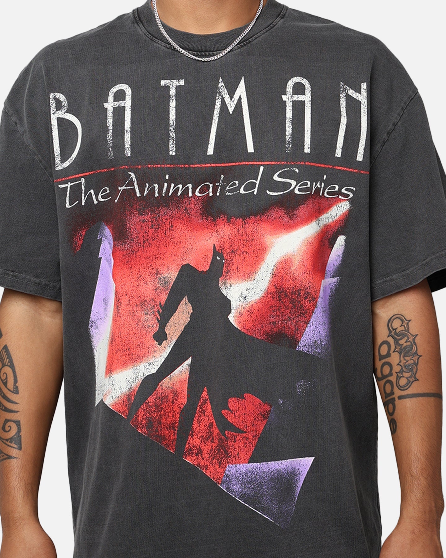 American Thrift X DC Batman The Animated Series Heavyweight Vintage T-Shirt Washed Black Style001