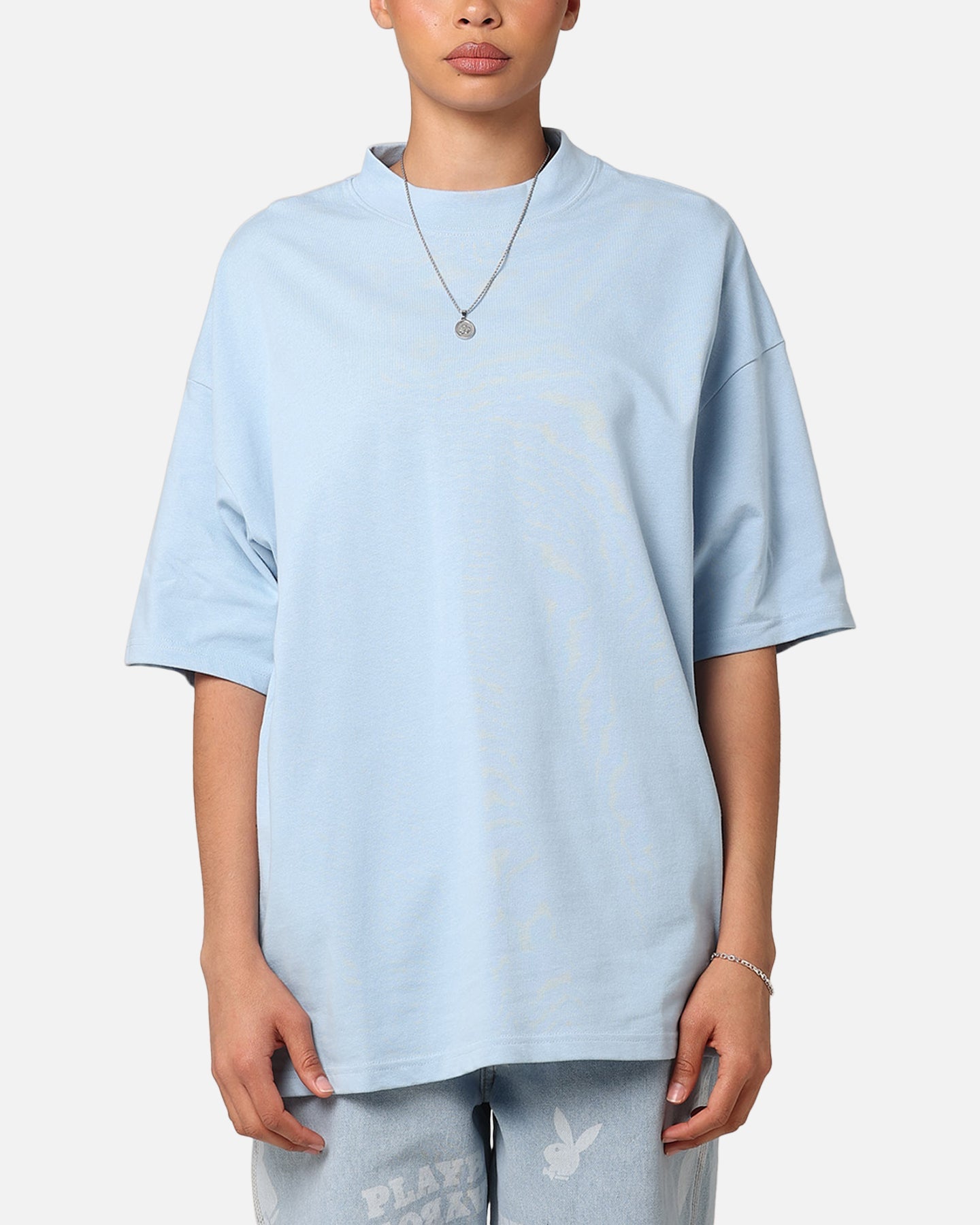 Culture Kings Oversized Blank T-Shirt Light Blue Style001