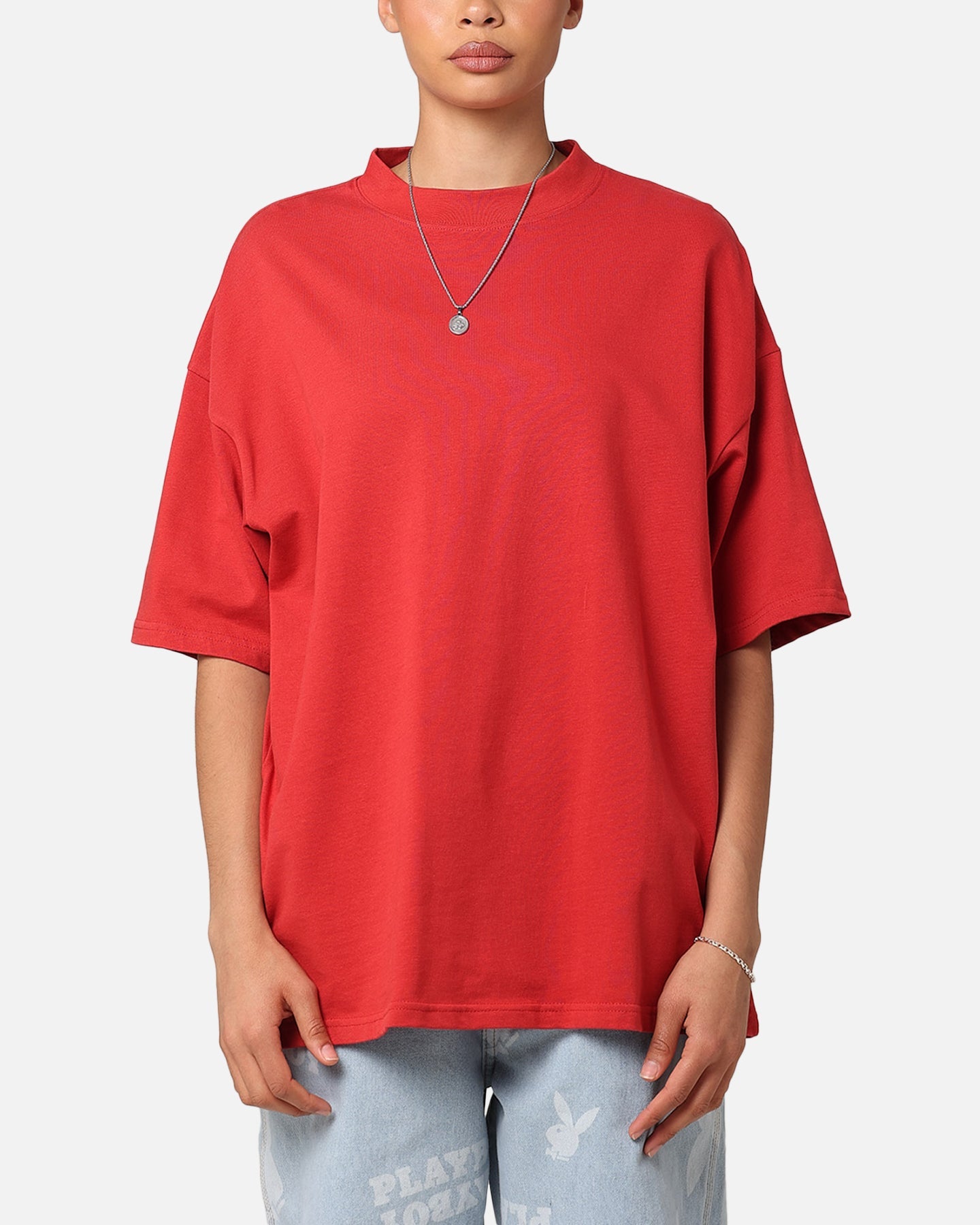Culture Kings Oversized Blank T-Shirt Red Style001