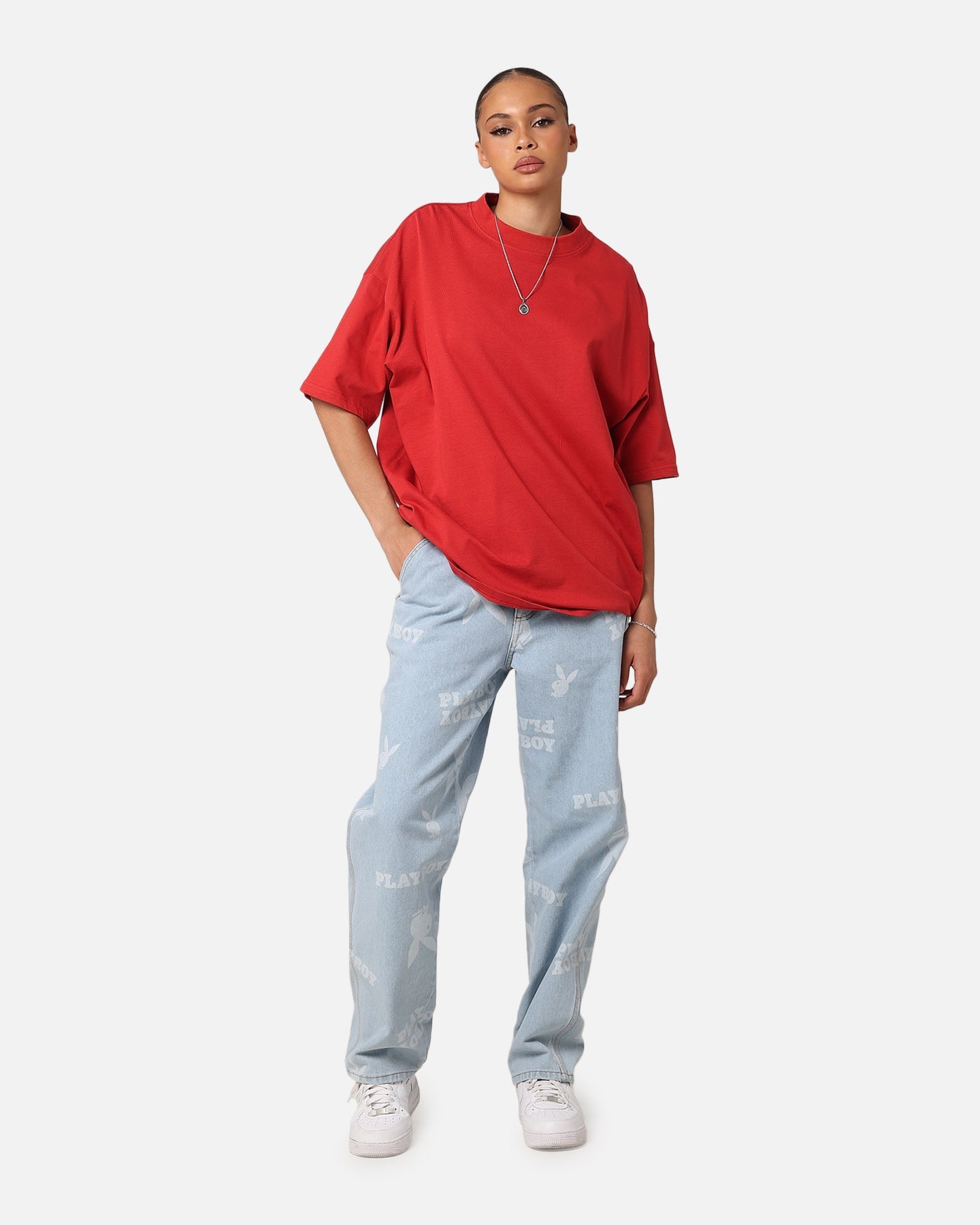 Culture Kings Oversized Blank T-Shirt Red Style001