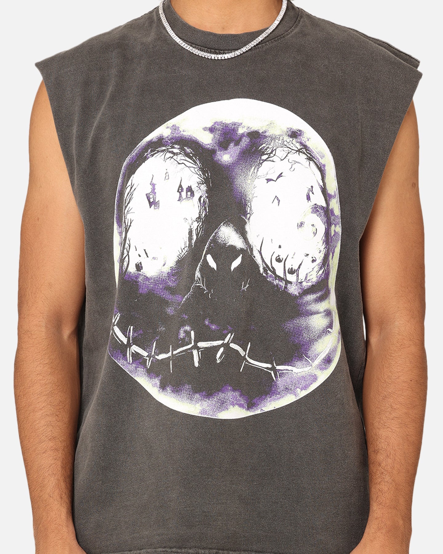Goat Crew X The Nightmare Before Christmas Jack Skellington Heavyweight Vintage Muscle T-Shirt Black Wash