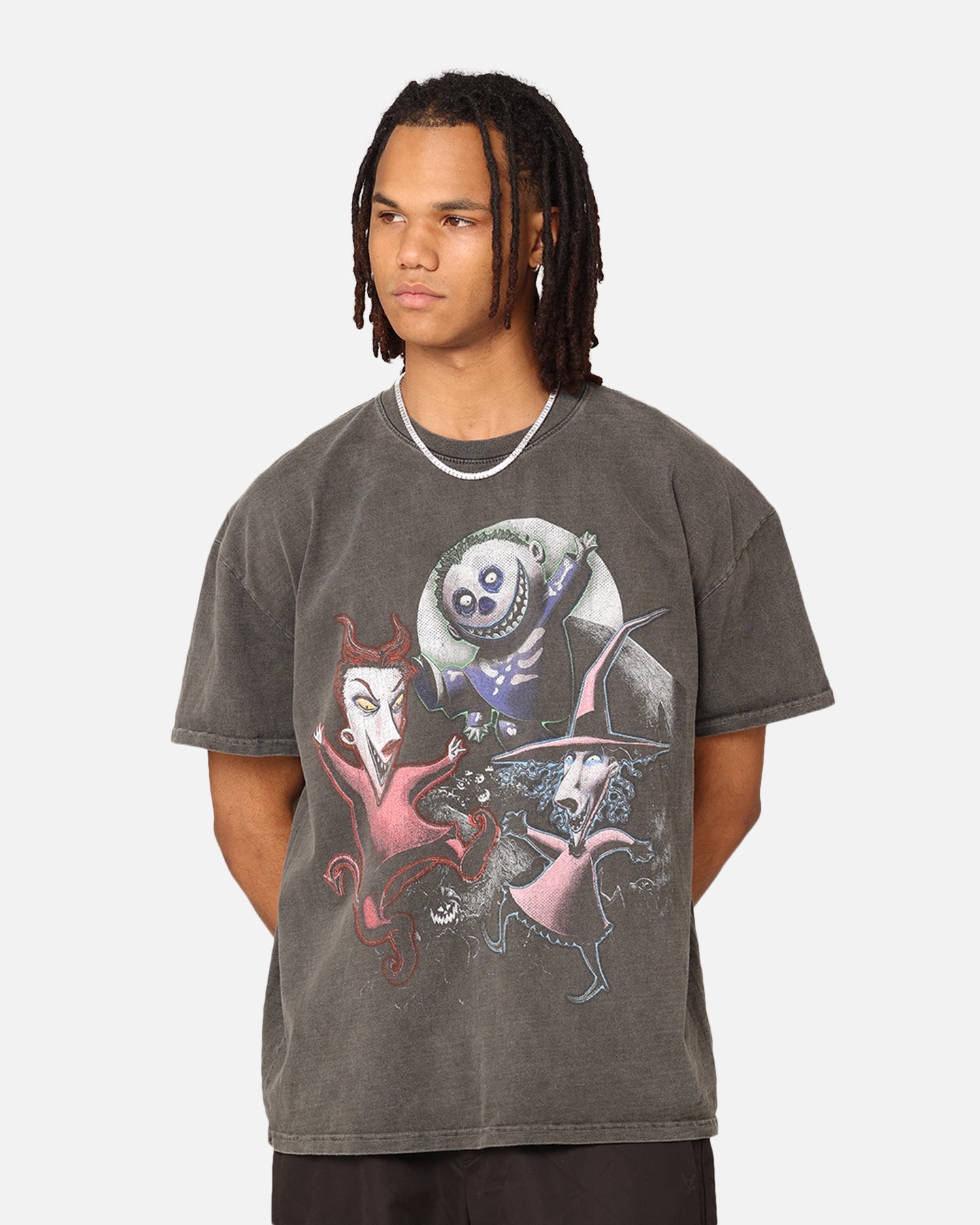 Goat Crew X The Nightmare Before Christmas Lock Shock & Barrel Heavyweight Vintage T-Shirt Black Wash
