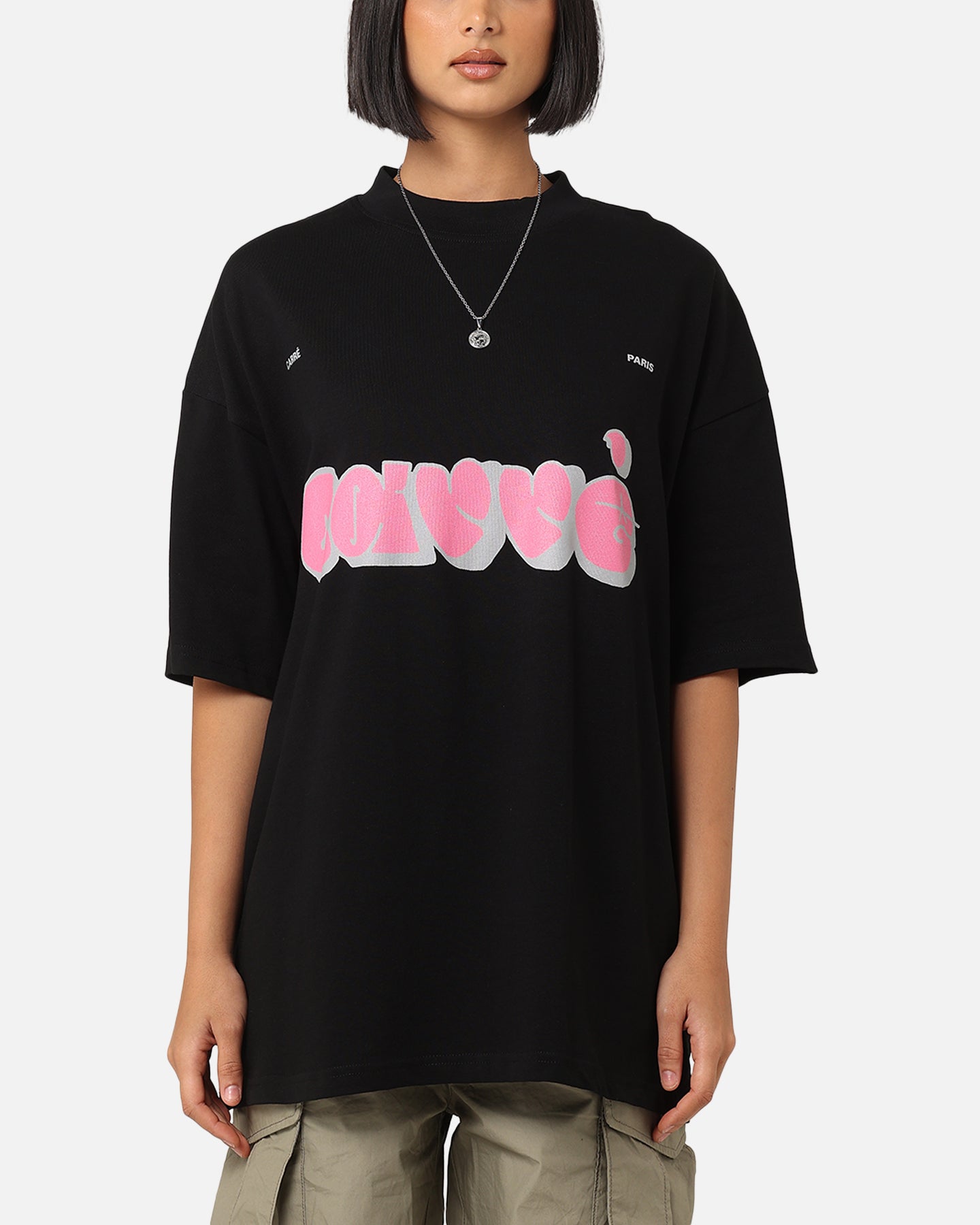 Carre Experienced Mock Oversized T-Shirt Black Style001