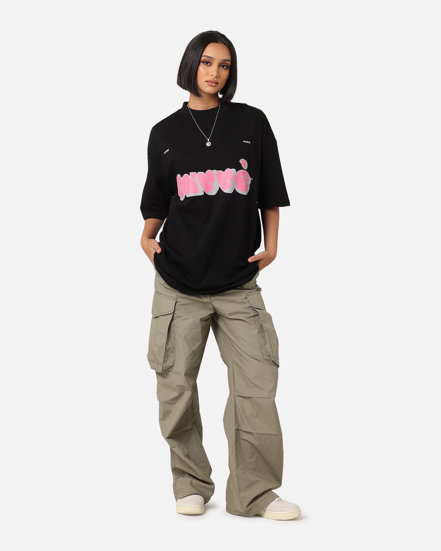 Carre Experienced Mock Oversized T-Shirt Black Style001