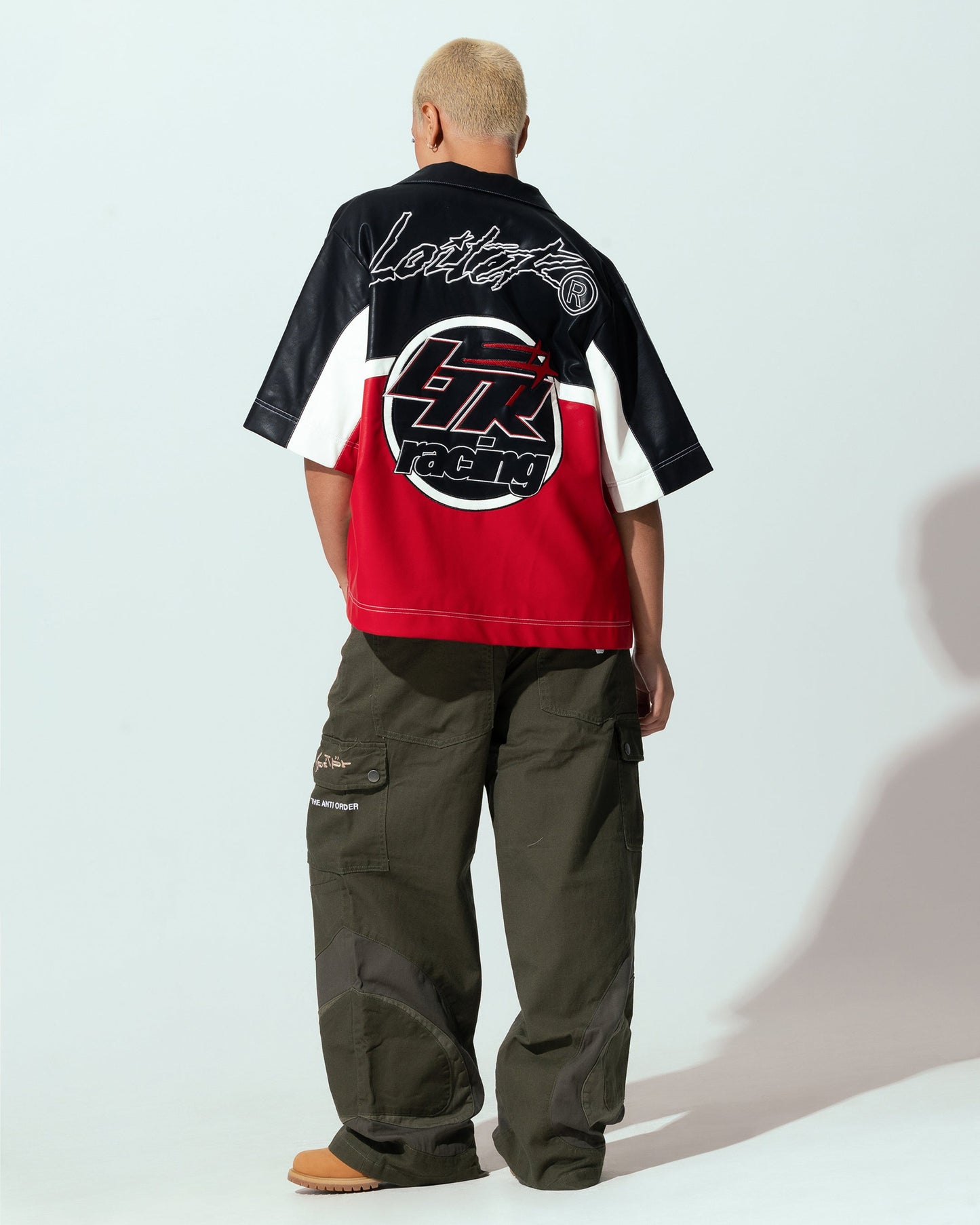 Loiter Racer Button Up Shirt Black/Red Style001