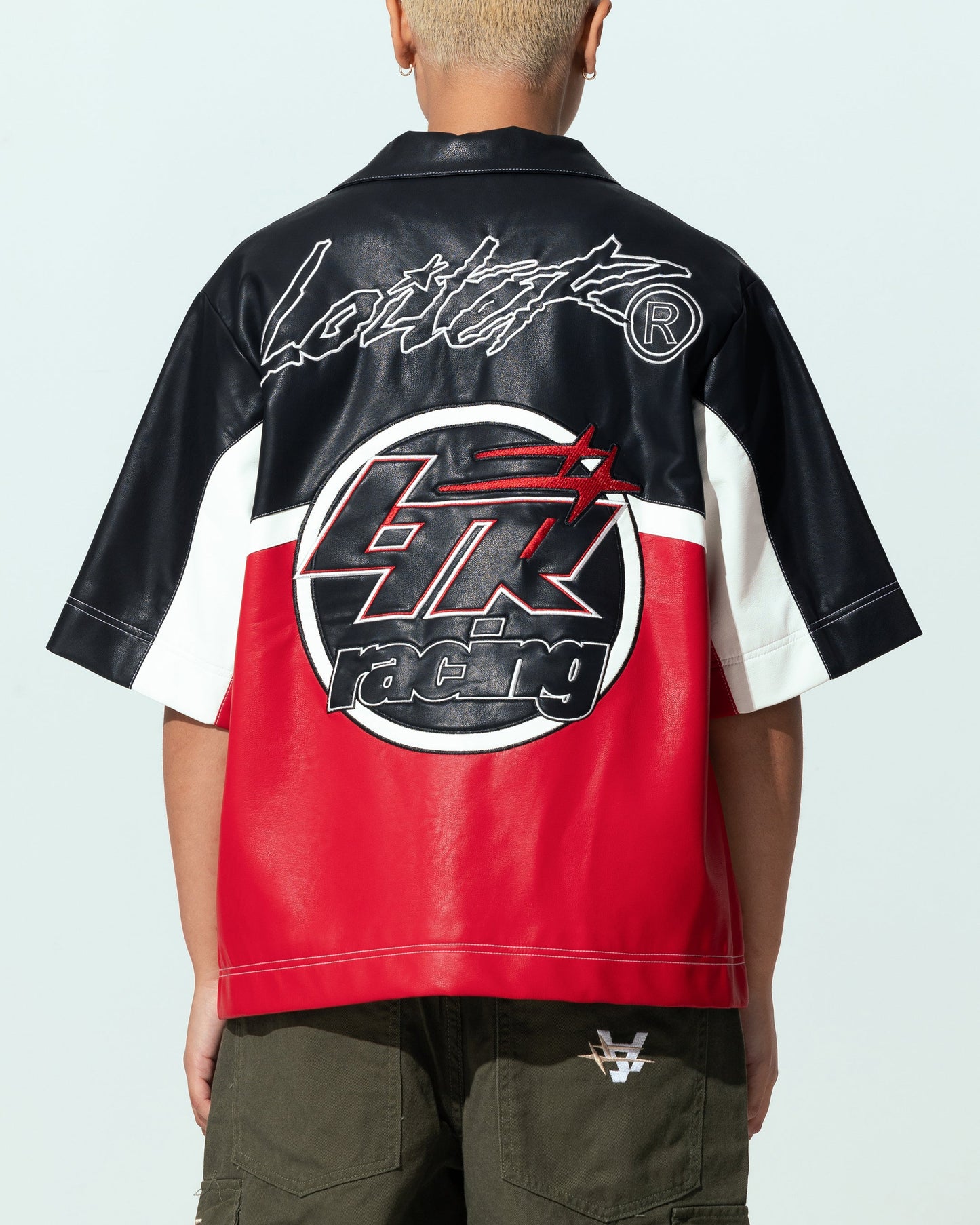 Loiter Racer Button Up Shirt Black/Red Style001