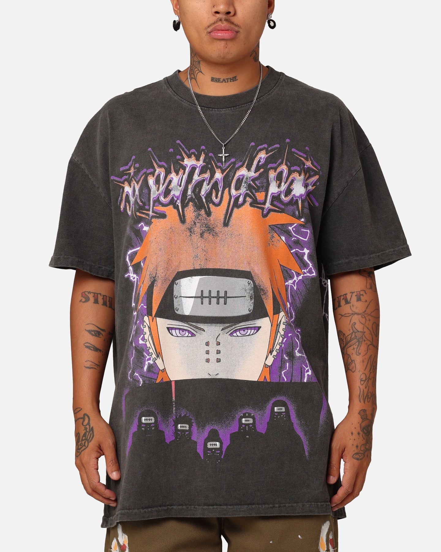 Goat Crew X Naruto Six Paths Of Pain Heavyweight T-Shirt Black Wash