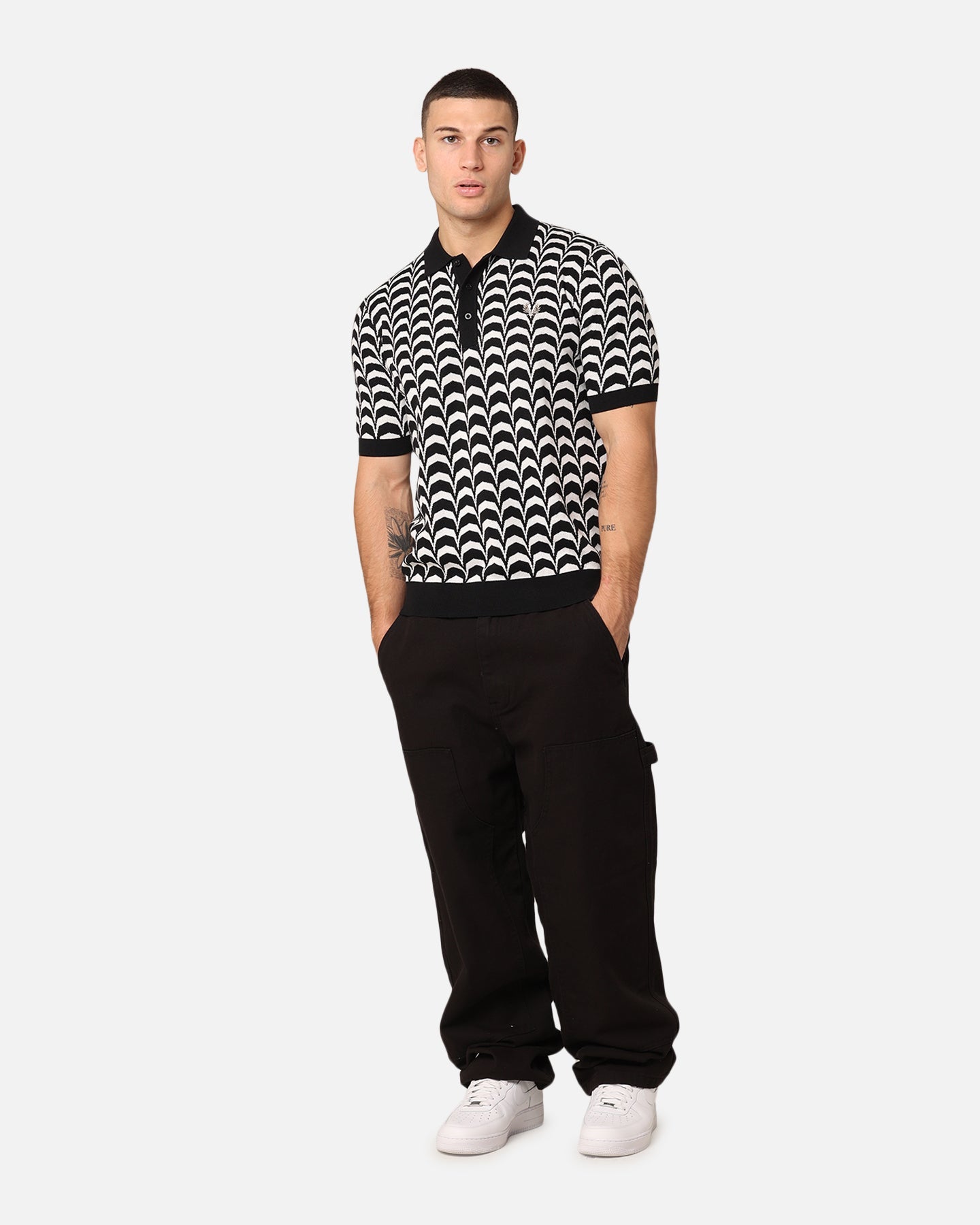 Fred Perry Jacquard Knitted Shirt Black