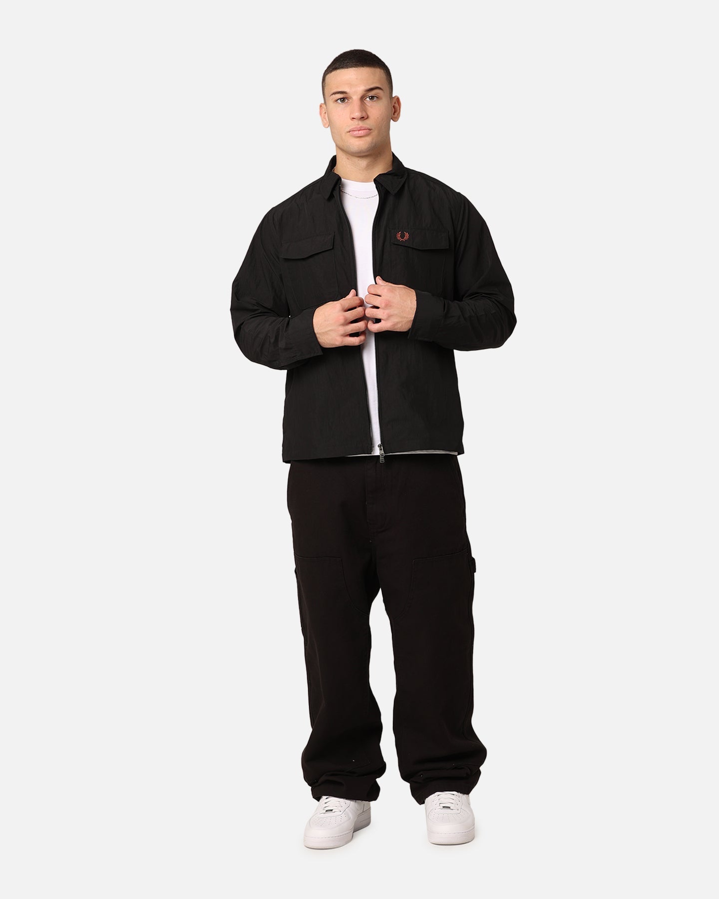 Fred Perry Zip Overshirt Jacket Black