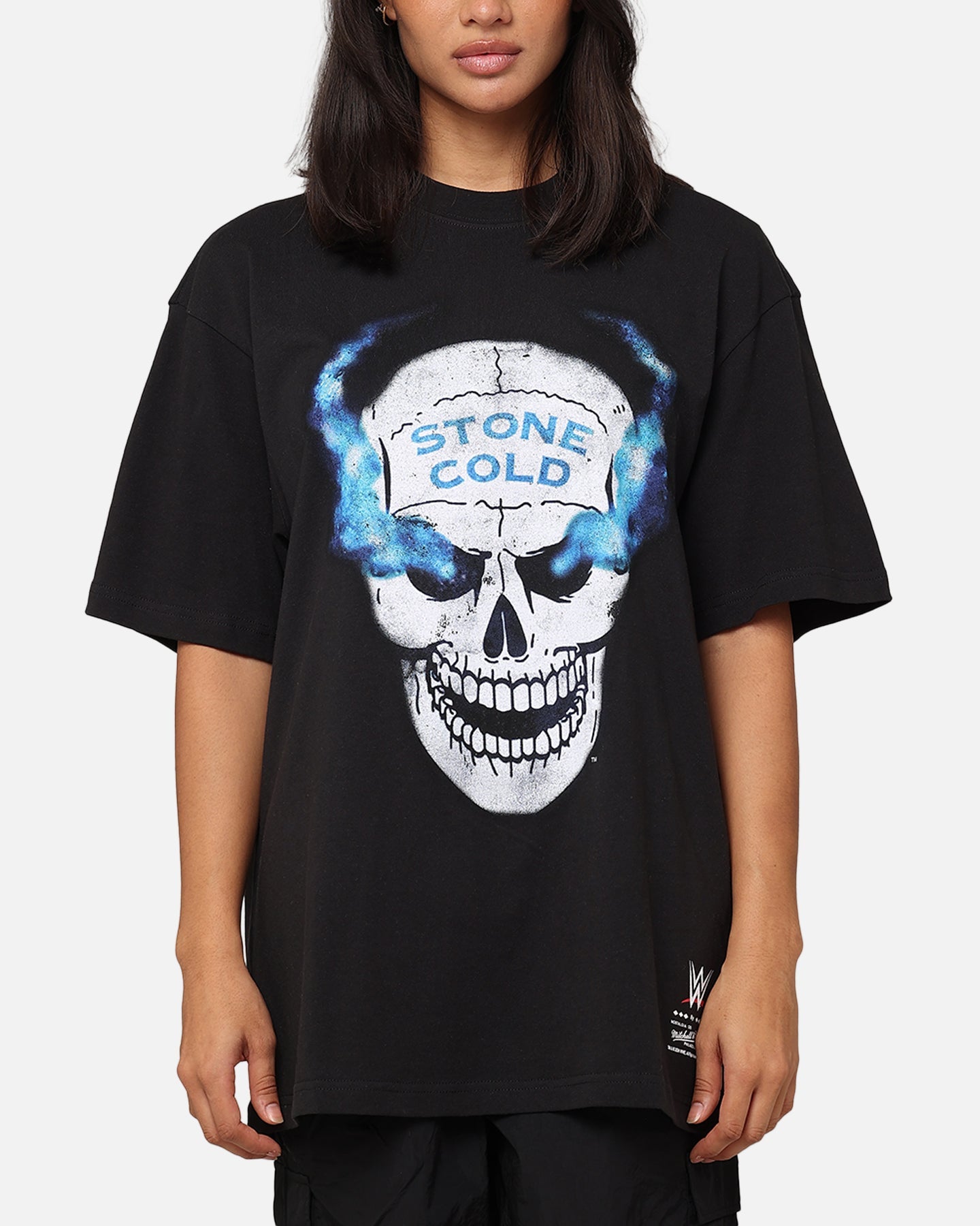 Mitchell & Ness X WWE Stone Cold Steve Austin Skull T-Shirt Overdyed Black Style001