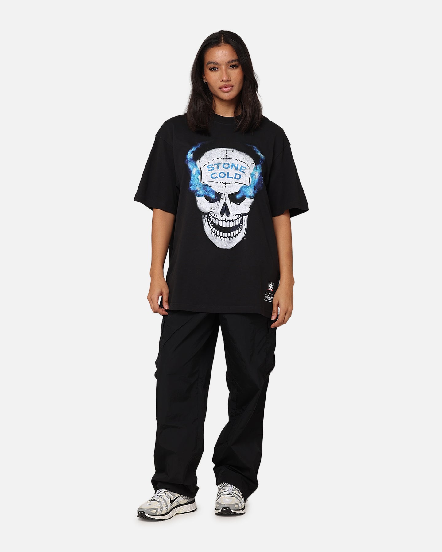 Mitchell & Ness X WWE Stone Cold Steve Austin Skull T-Shirt Overdyed Black Style001