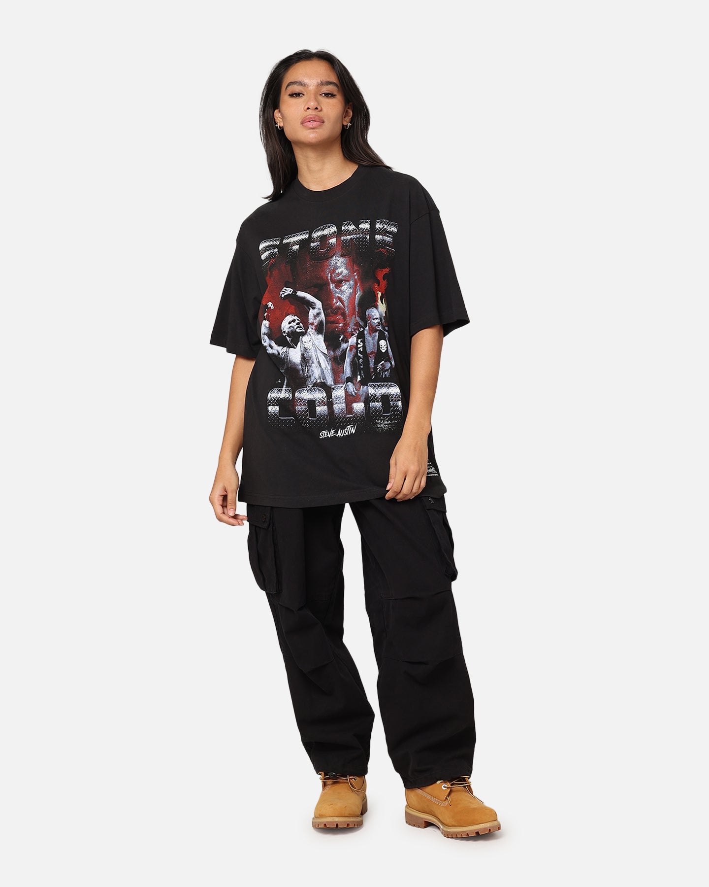 Mitchell & Ness X WWE Stone Cold Steve Austin Stone Cold T-Shirt Overdyed Black Style001