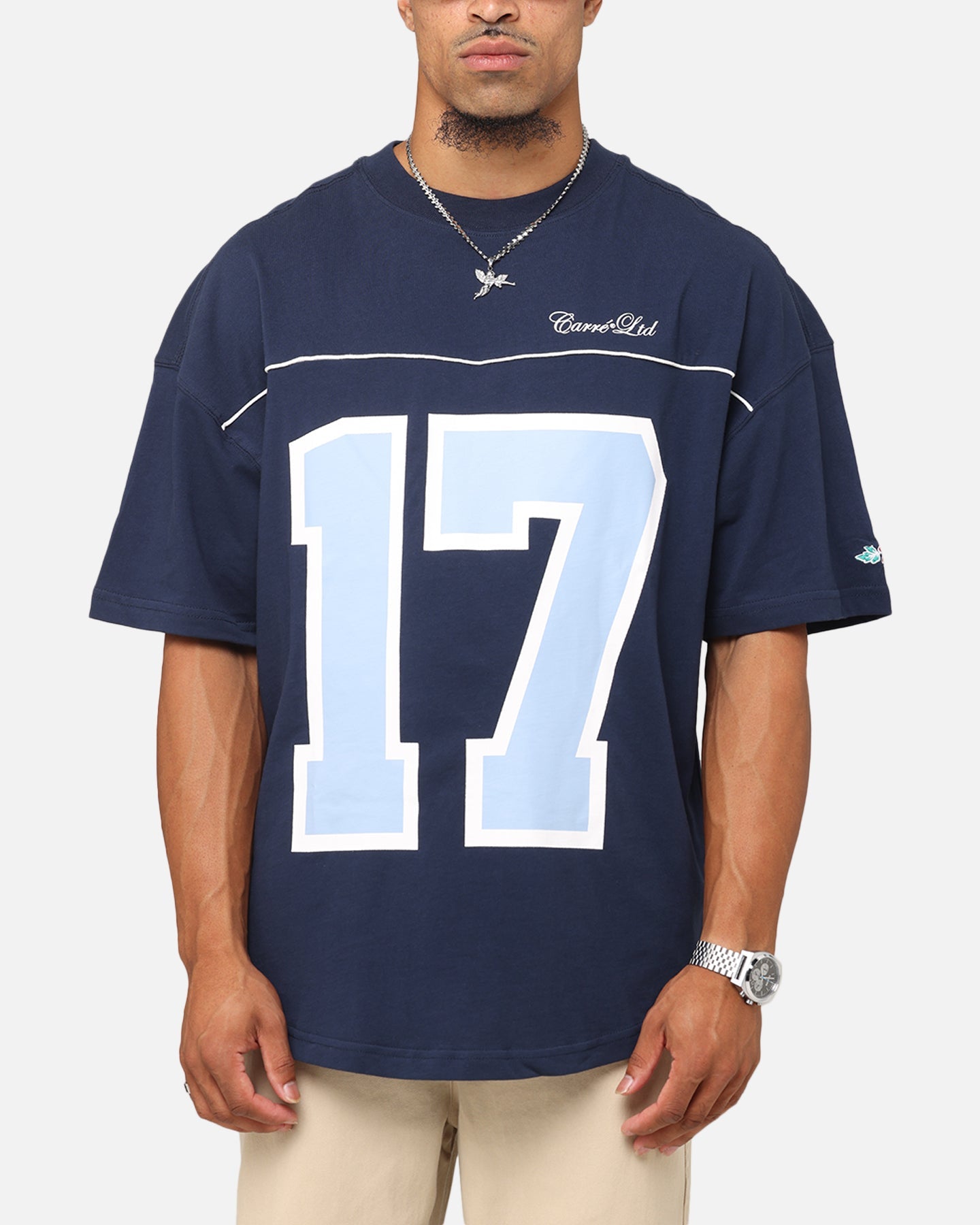 Carre Hitta Grid Iron T-Shirt Navy/Light Blue