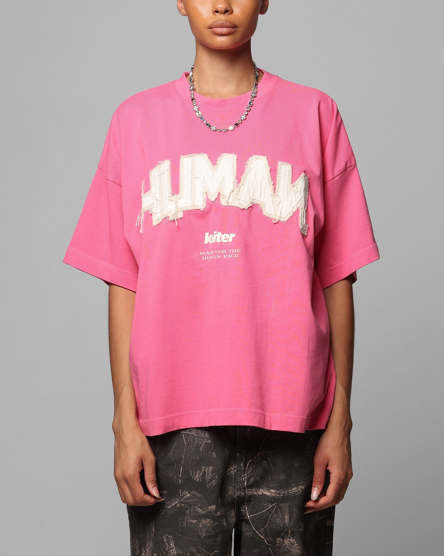 Loiter Human Box T-Shirt Pink Style001
