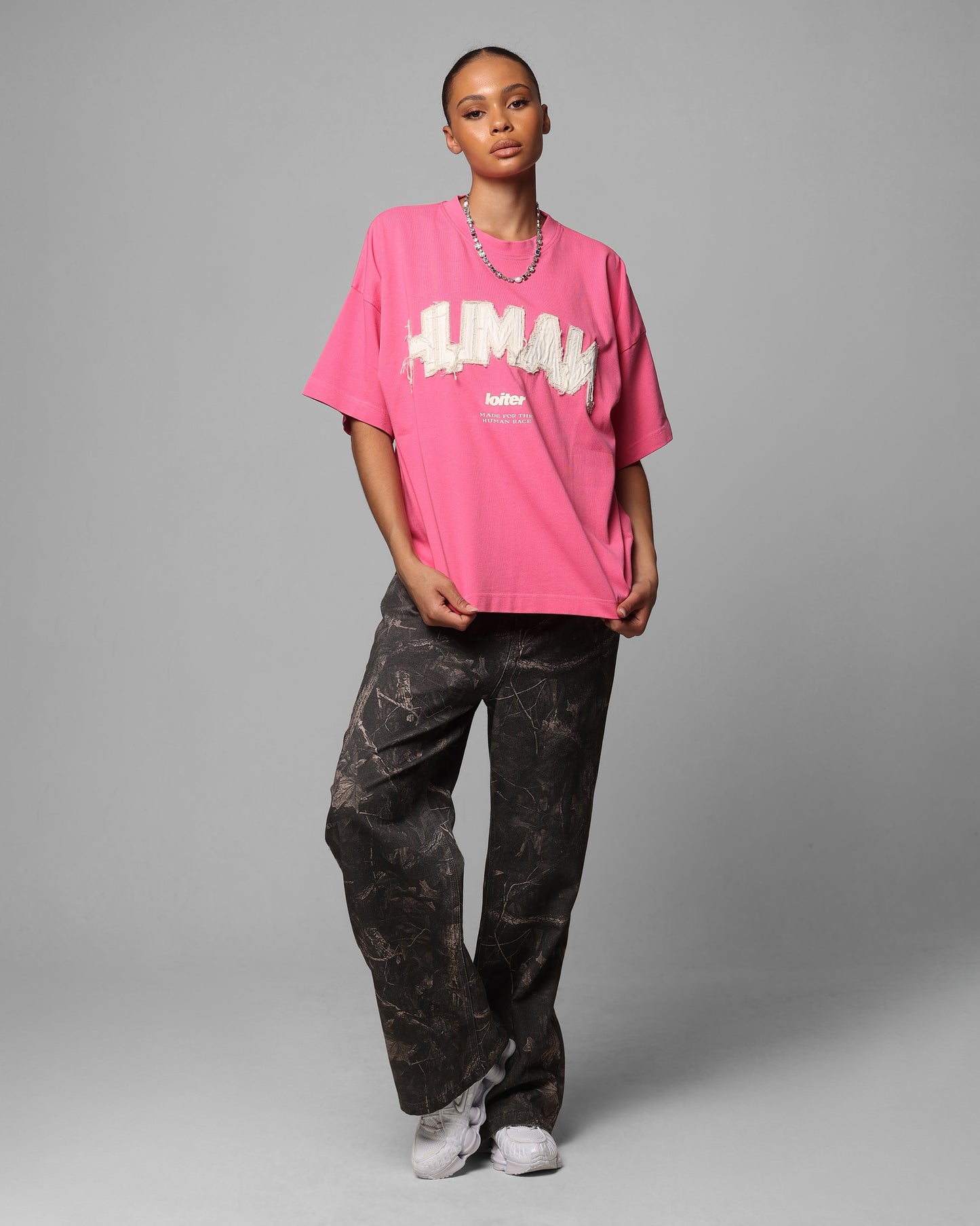 Loiter Human Box T-Shirt Pink Style001