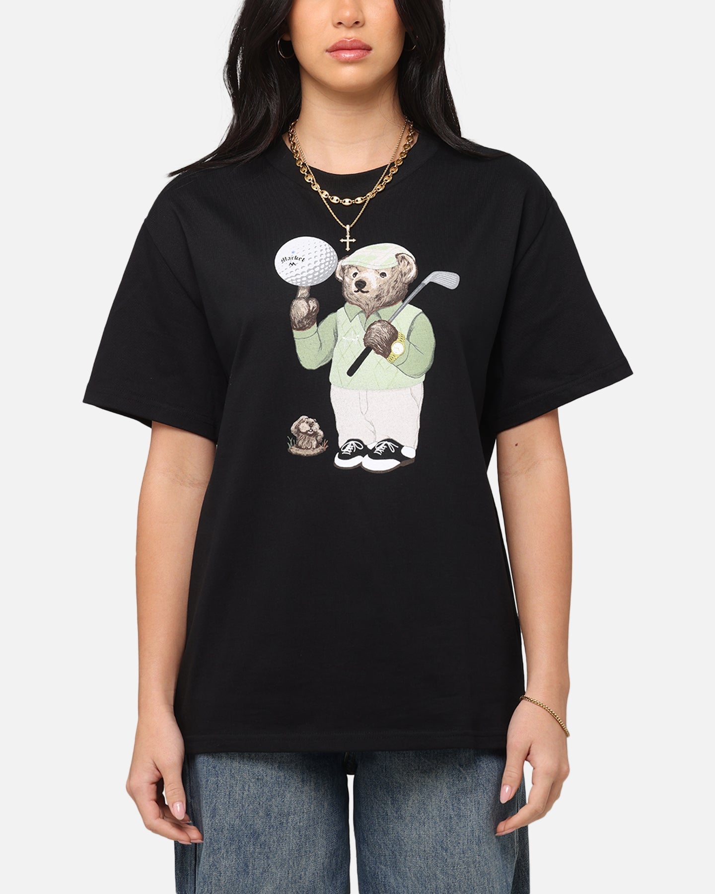 Market Par 5 Bear T-Shirt Black Style001
