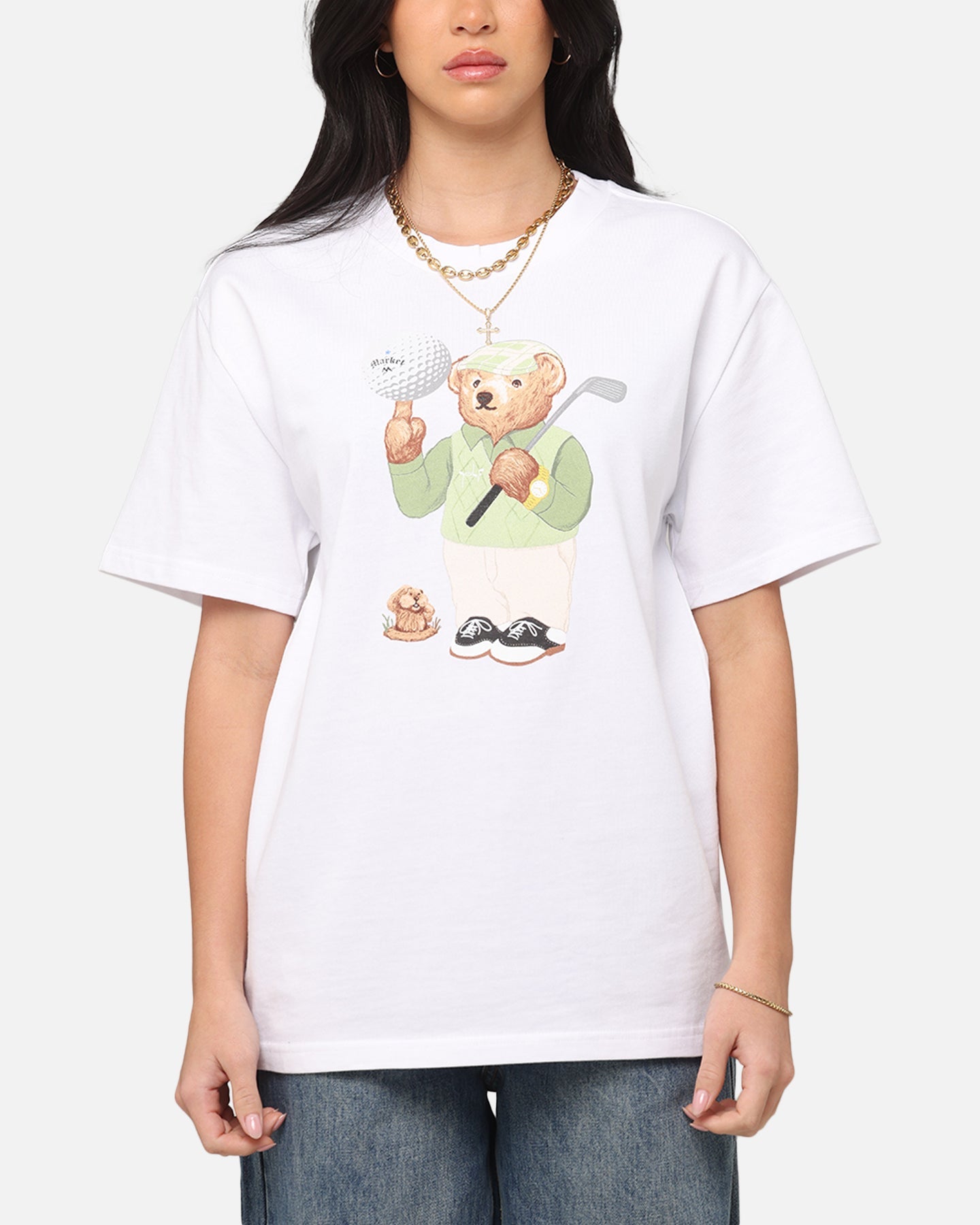 Market Par 5 Bear T-Shirt White Style001