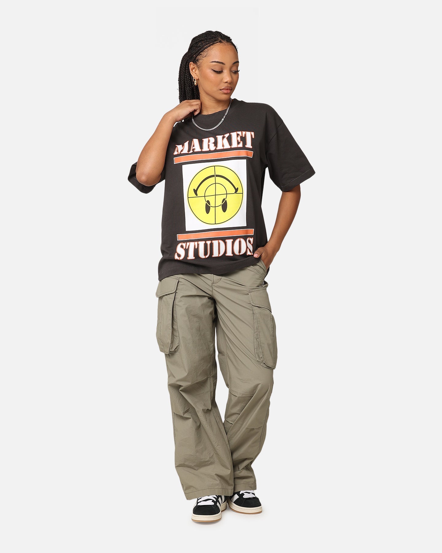 Market X Smiley Focus T-Shirt Washed Black Style001