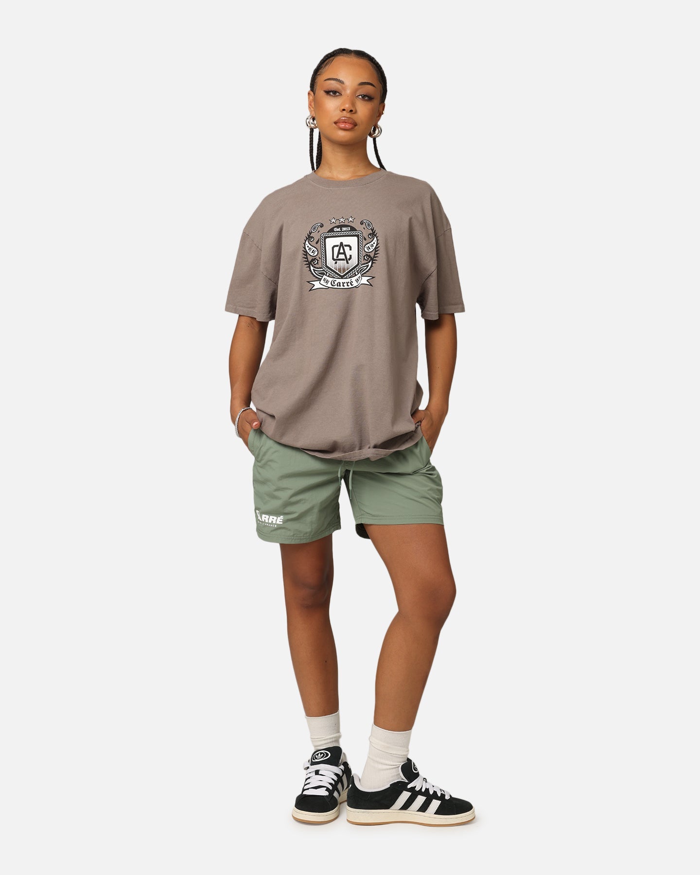 Carre Crested T-Shirt Dark Brown Style001