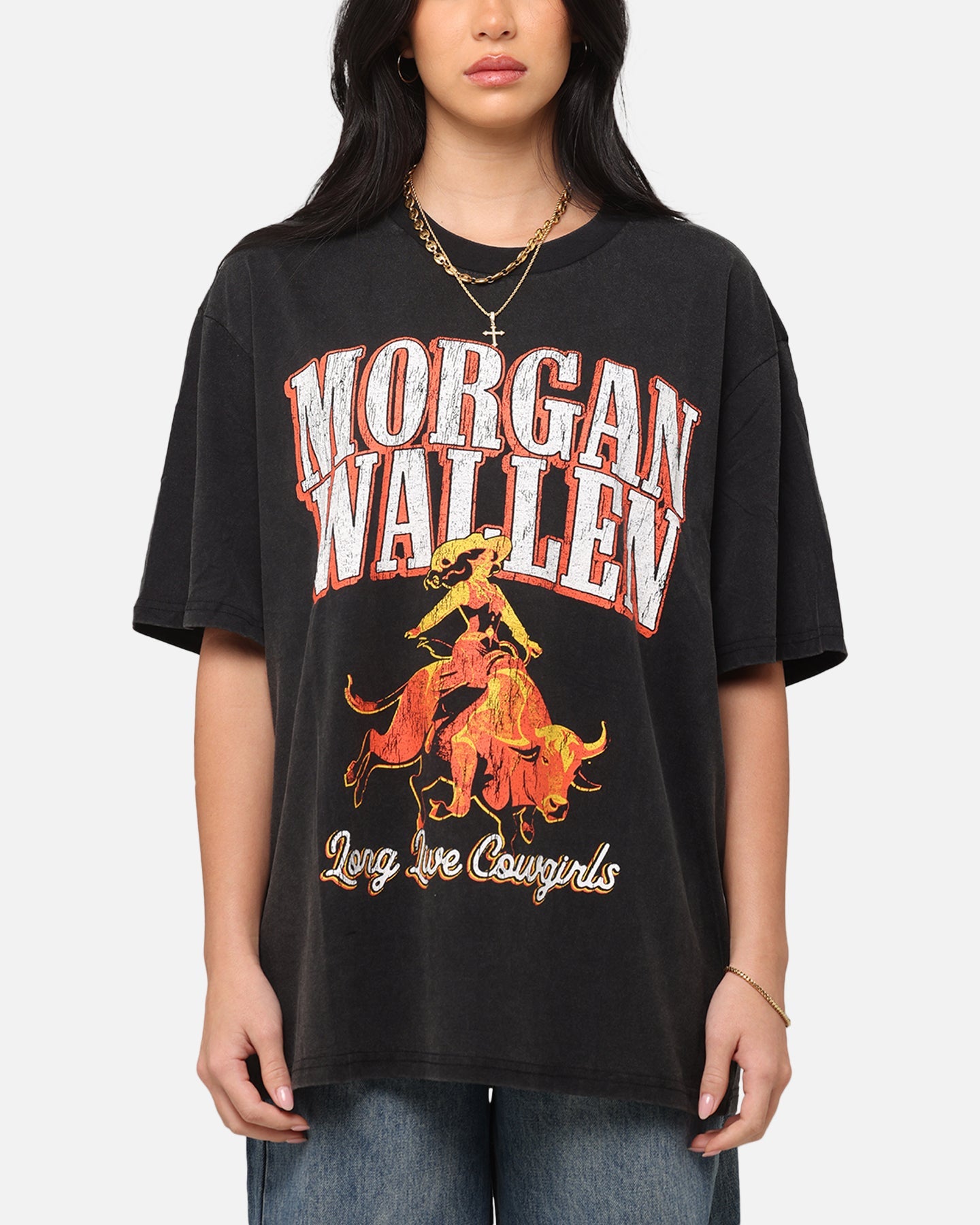 Morgan Wallen Long Live Cowgirls T-Shirt Washed Black Style001