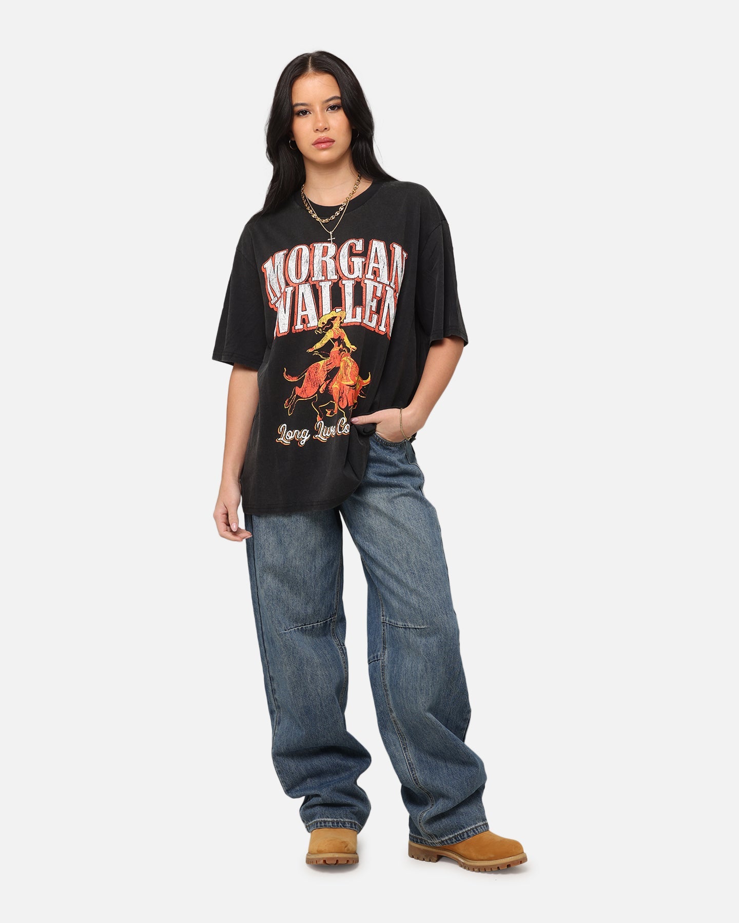 Morgan Wallen Long Live Cowgirls T-Shirt Washed Black Style001