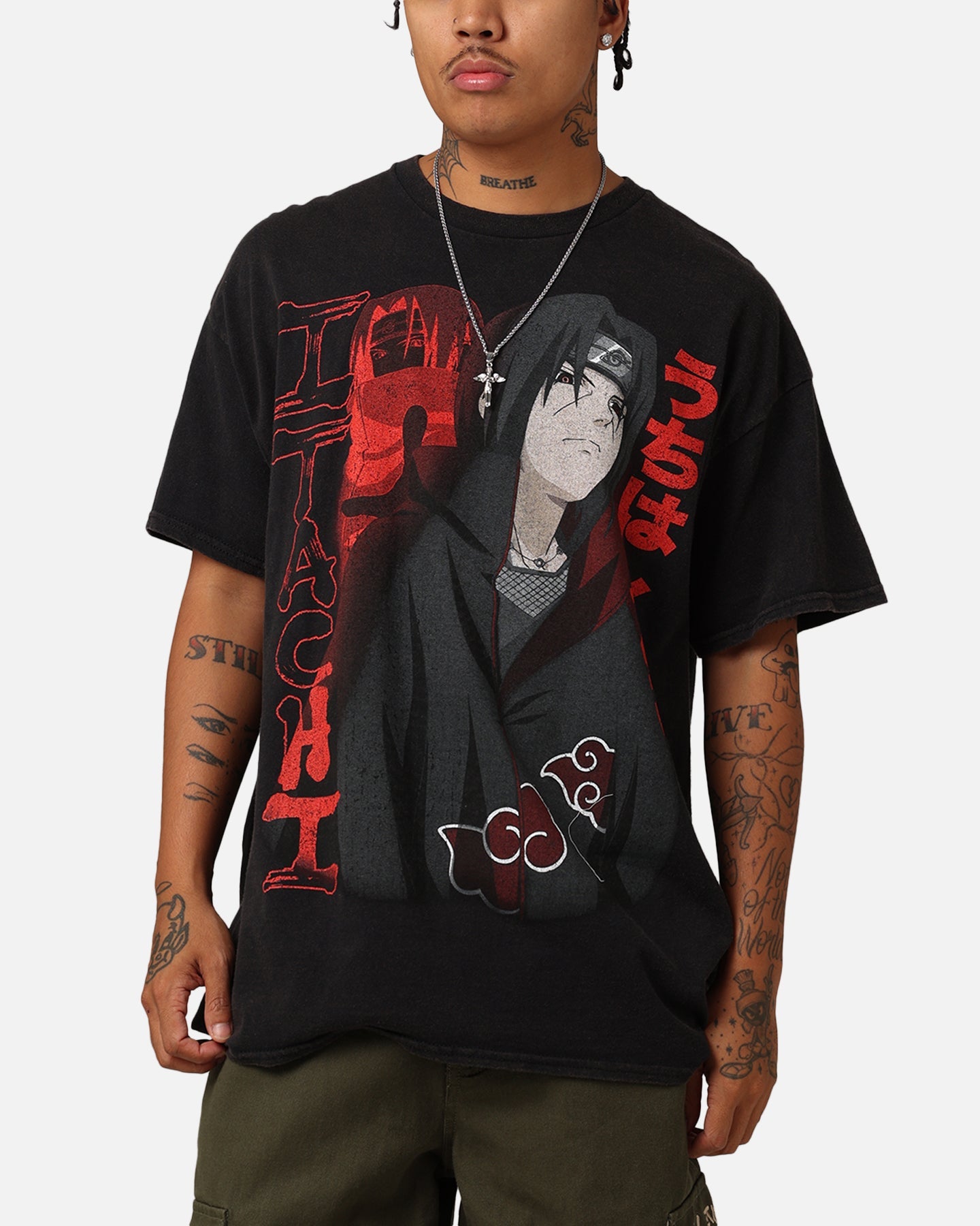 Goat Crew X Naruto Itachi Vintage T-Shirt Black Wash Style001