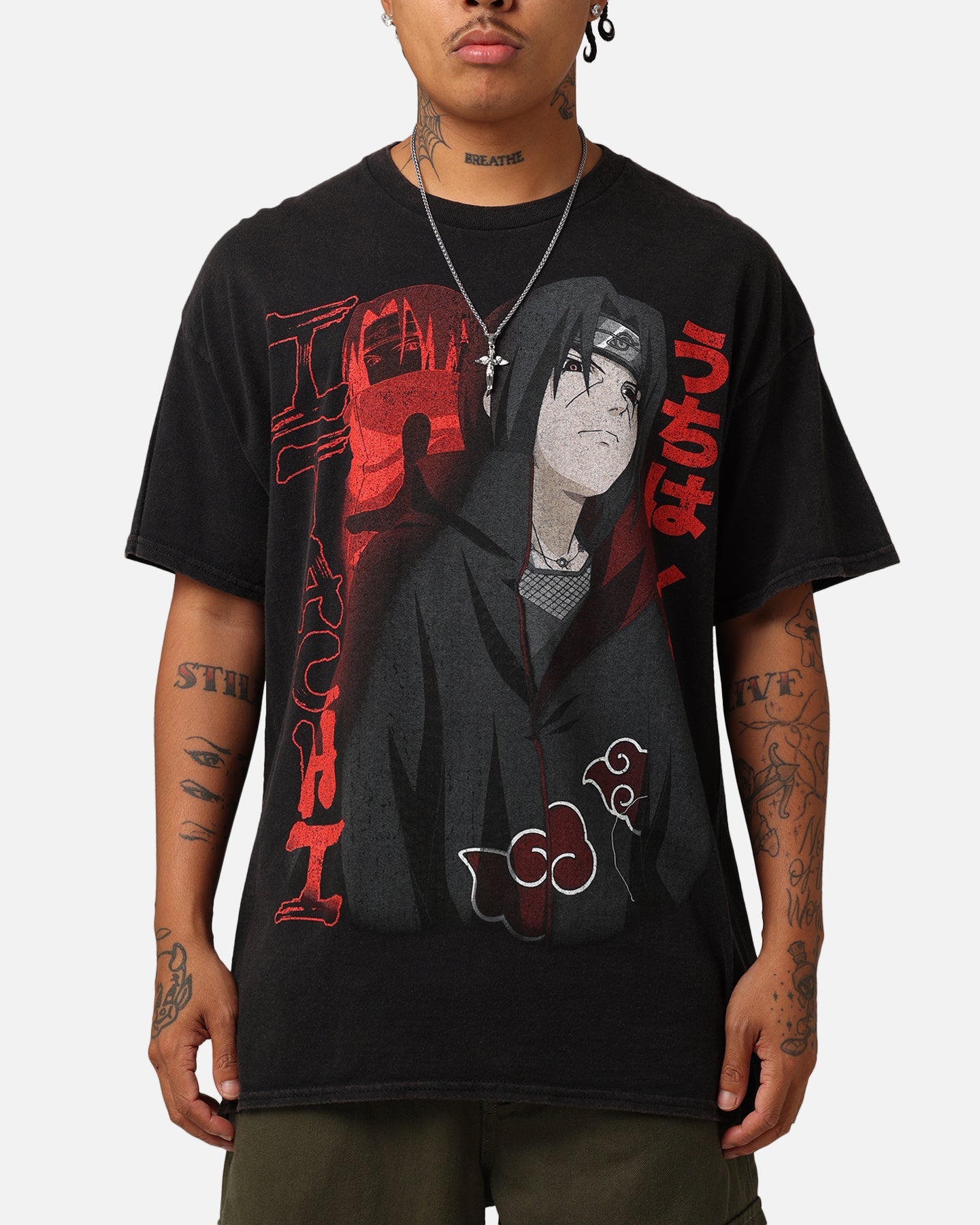 Goat Crew X Naruto Itachi Vintage T-Shirt Black Wash Style001