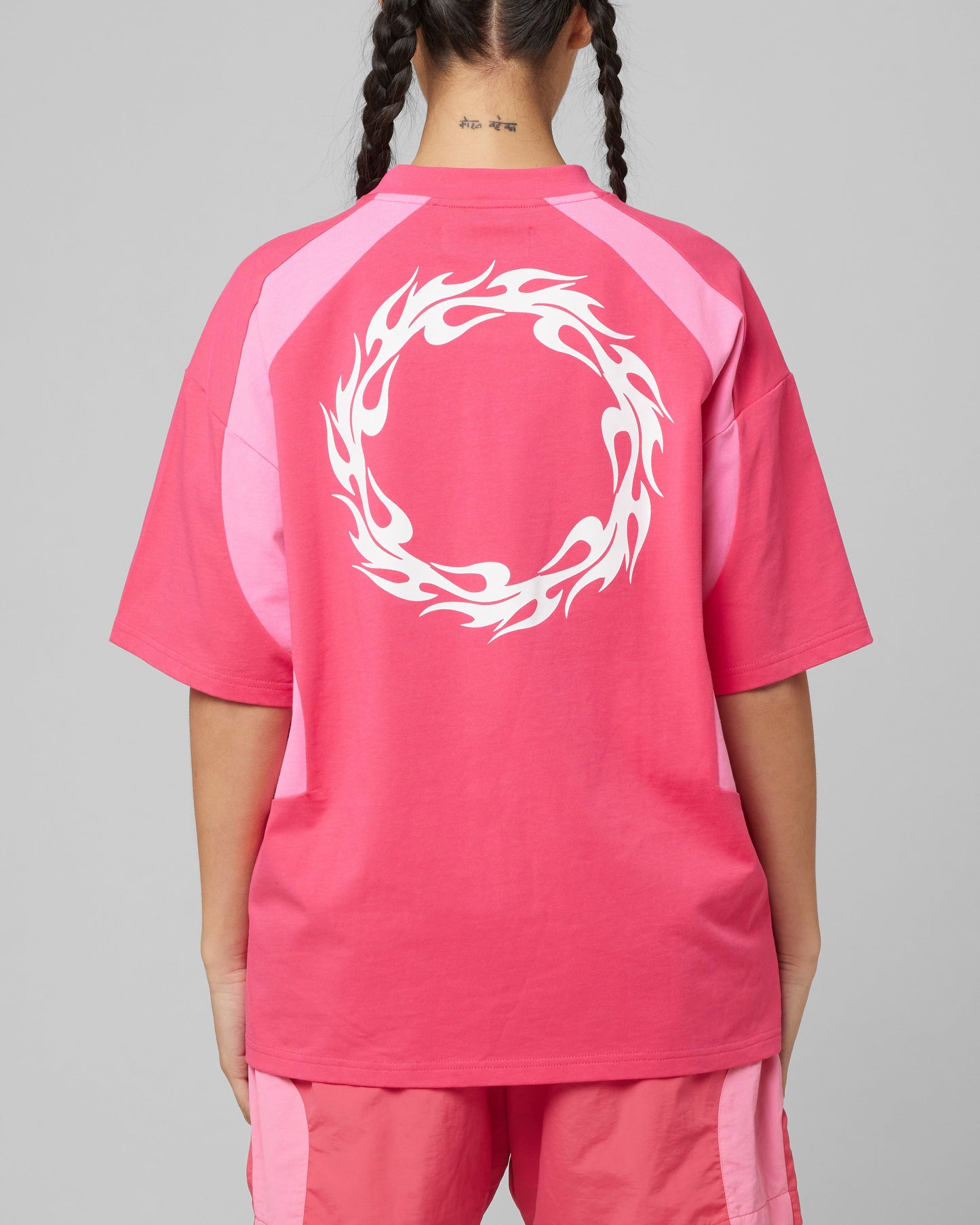 Loiter Subcultural Panel T-Shirt Pink Style001