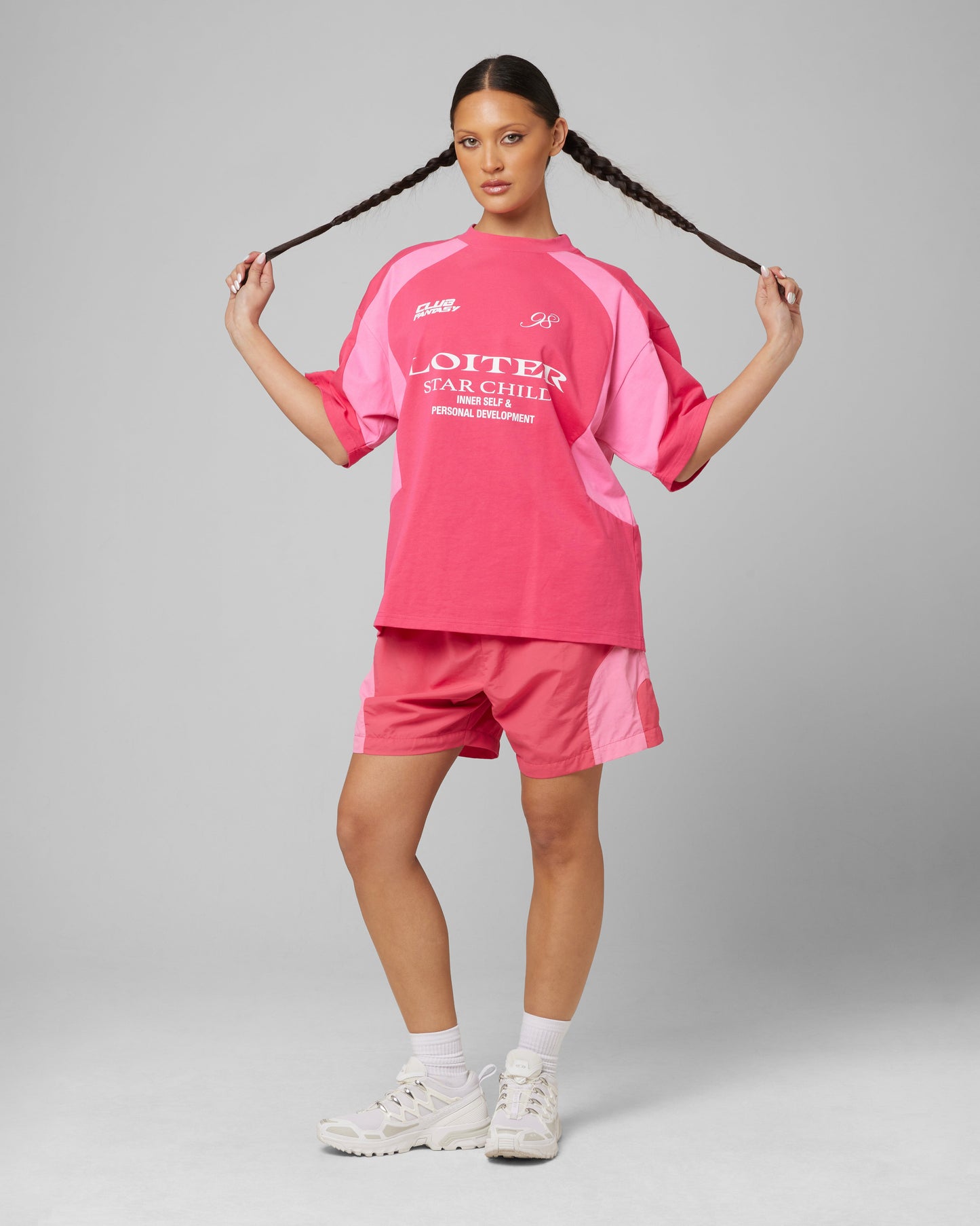 Loiter Subcultural Panel T-Shirt Pink Style001