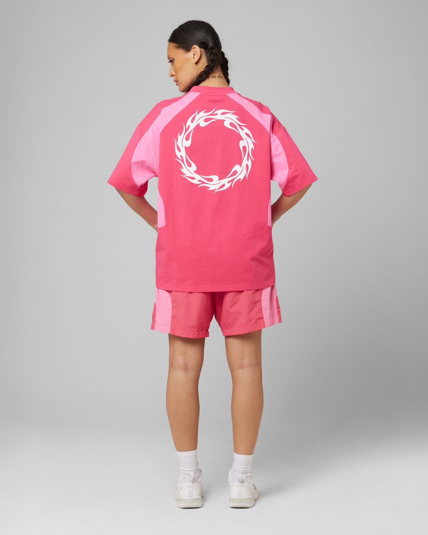 Loiter Subcultural Panel T-Shirt Pink Style001