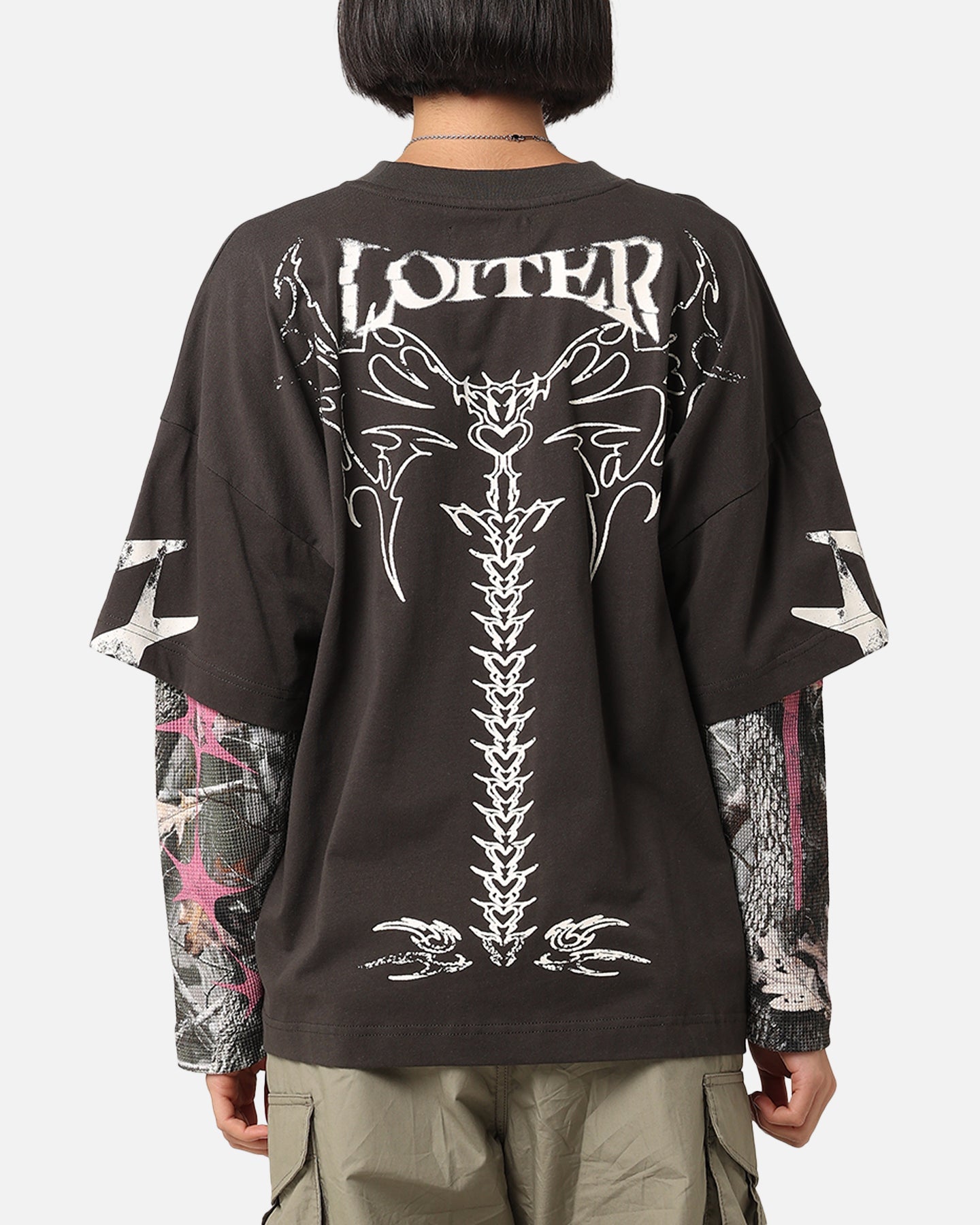 Loiter Seek N Destroy Long Sleeve T-Shirt Charcoal Style001