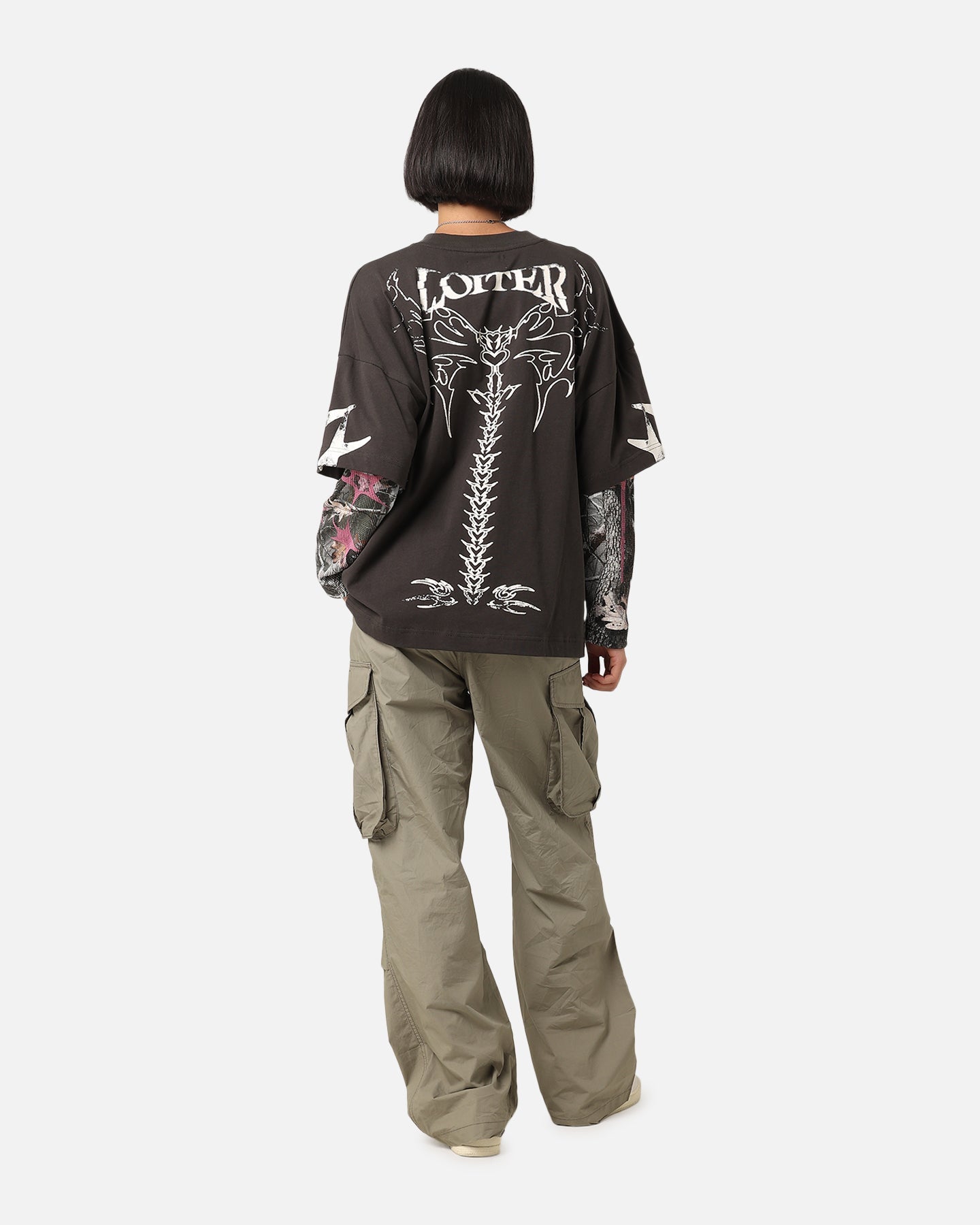Loiter Seek N Destroy Long Sleeve T-Shirt Charcoal Style001