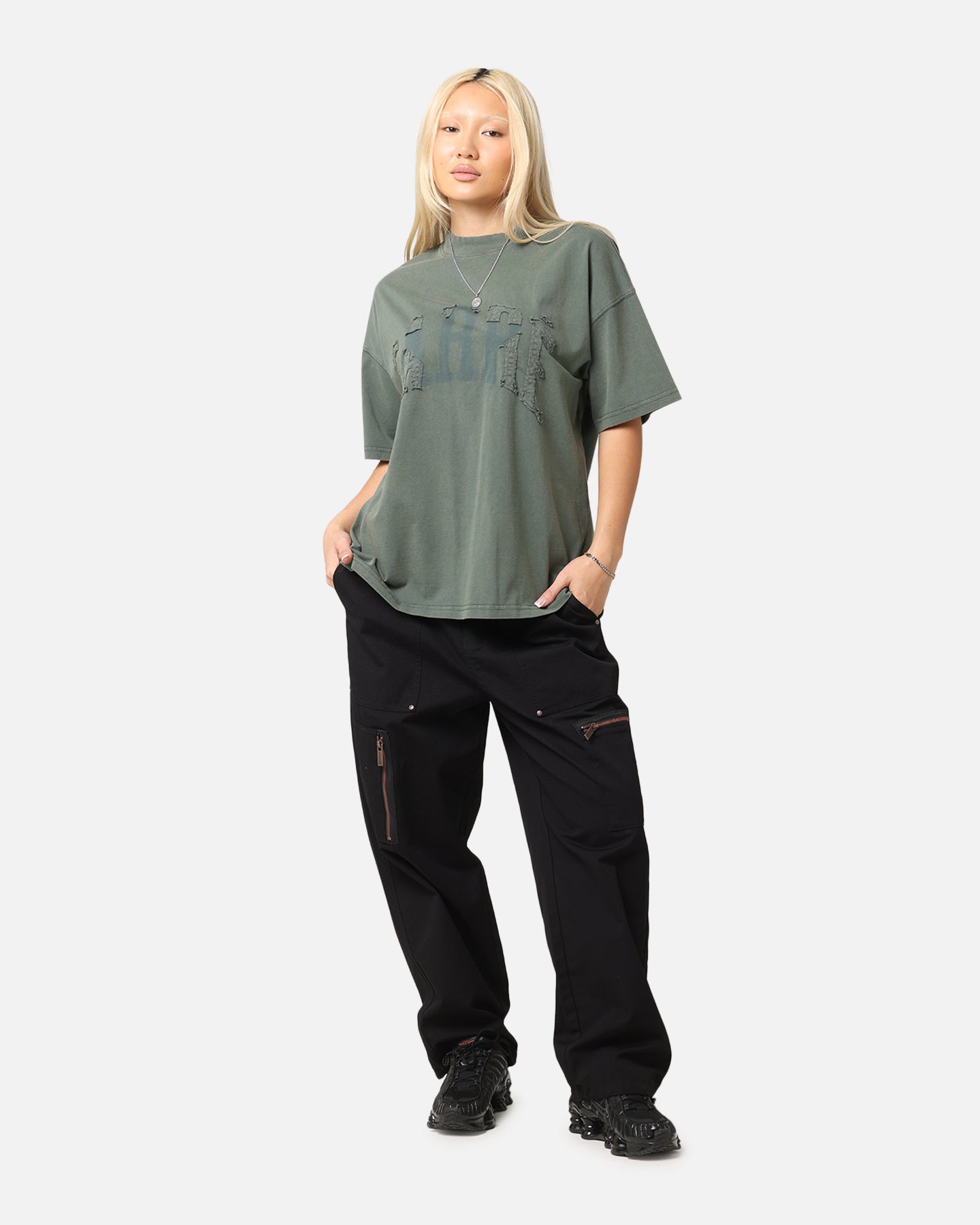 Carre Con-Star Oversized T-Shirt Rinsed Moss Green Style001