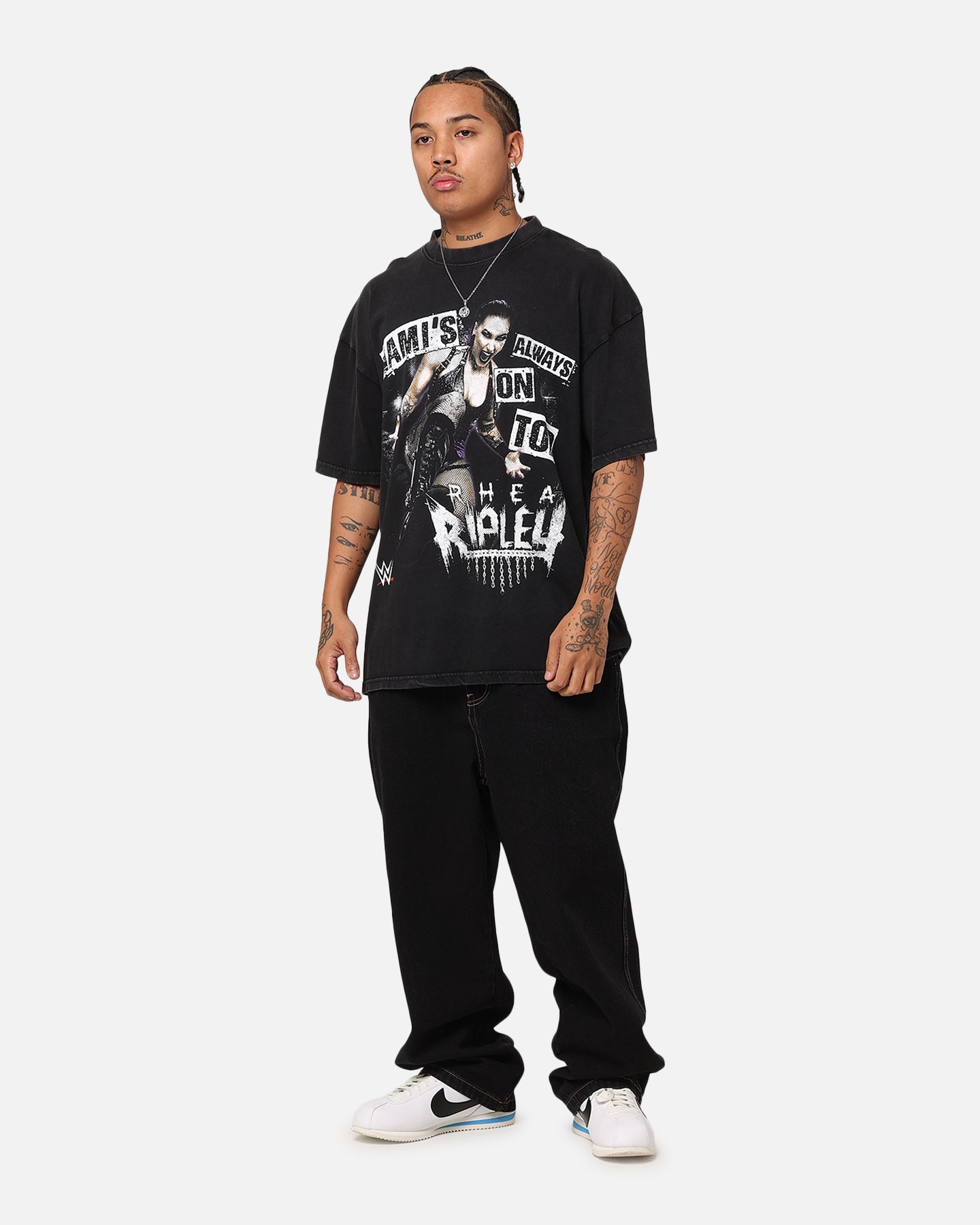 Culture Kings X WWE Rhea Ripley Vintage T-Shirt Black Acidwash