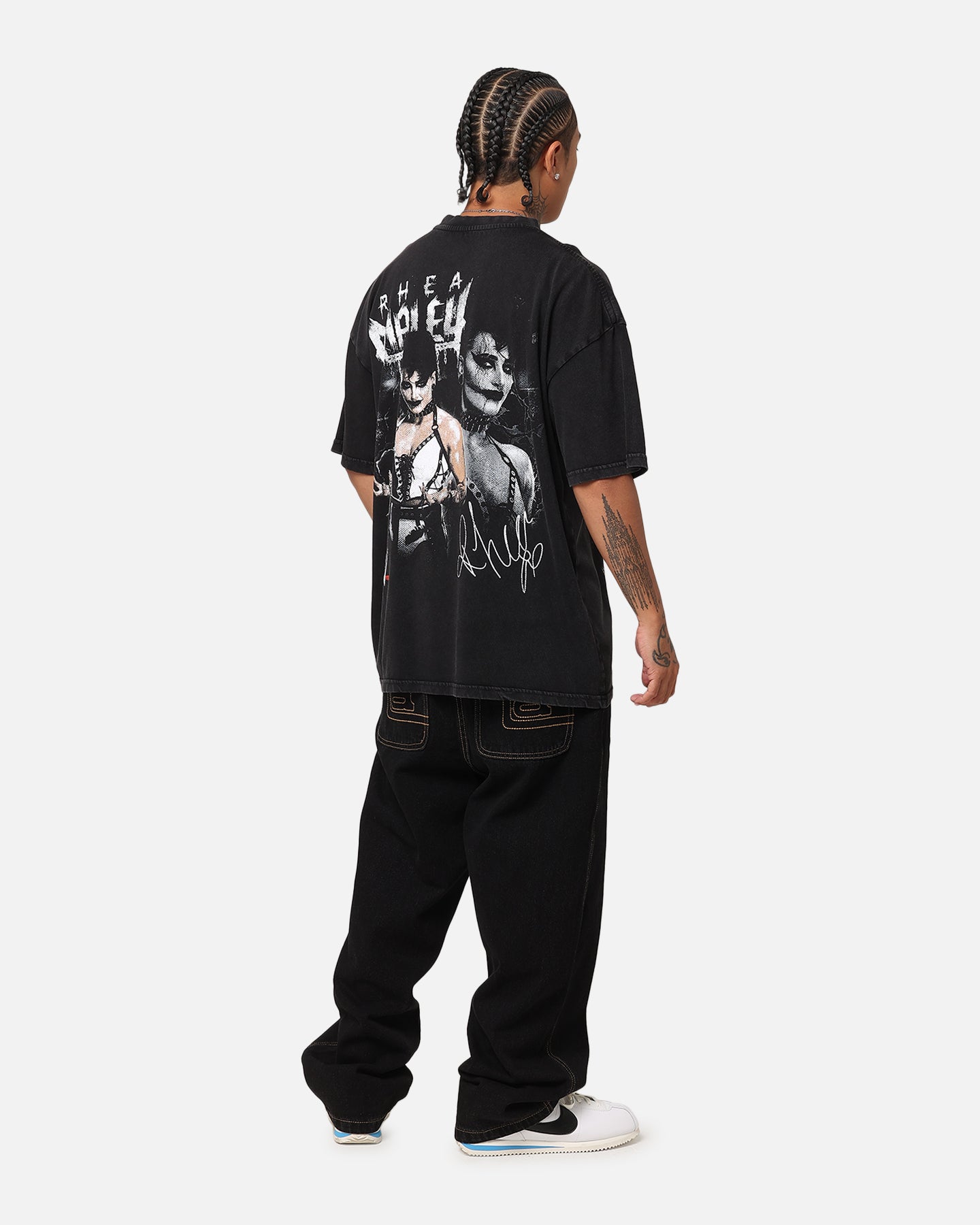 Culture Kings X WWE Rhea Ripley Vintage T-Shirt Black Acidwash