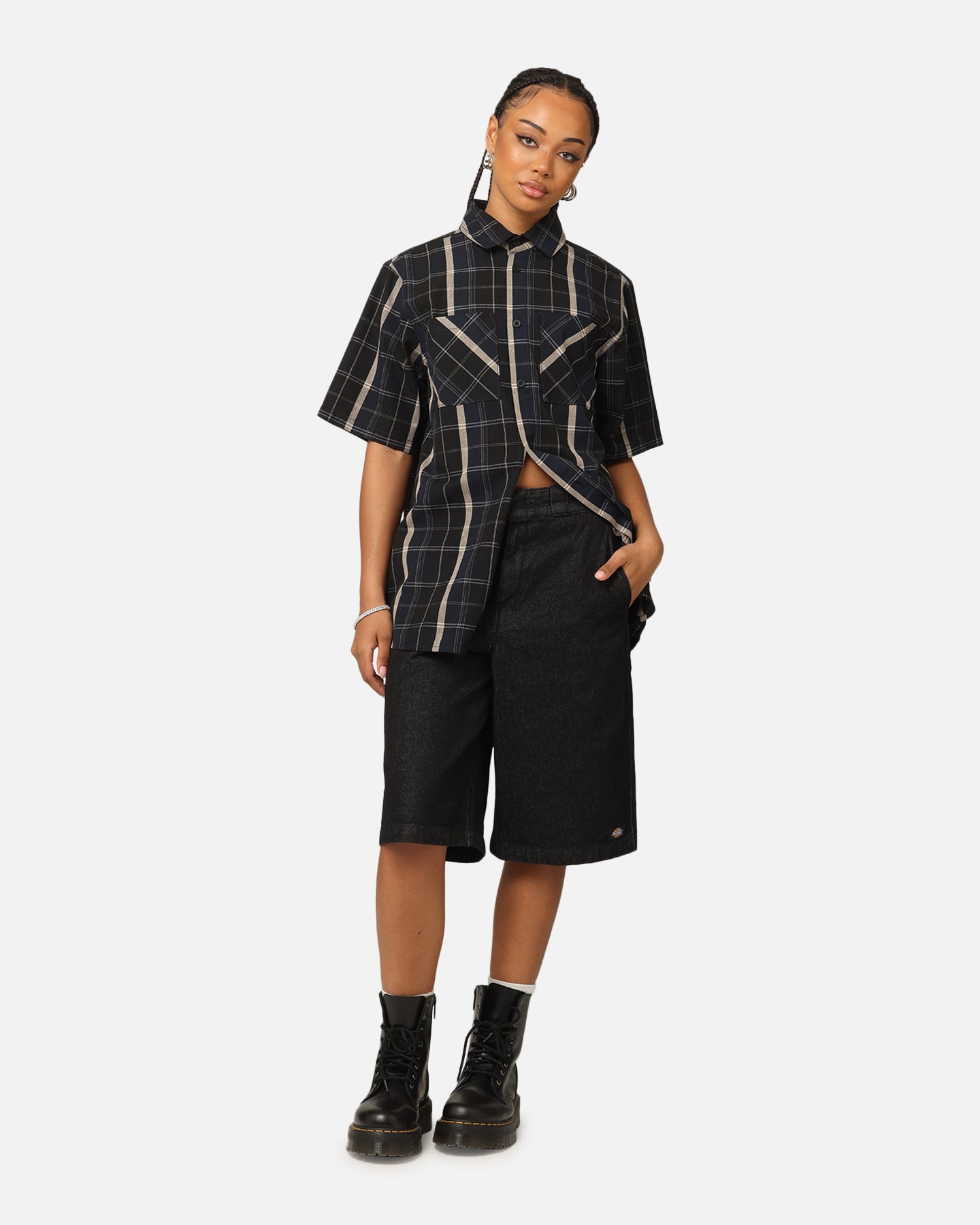 Dickies Best N West Button Up Shirt Black Style001