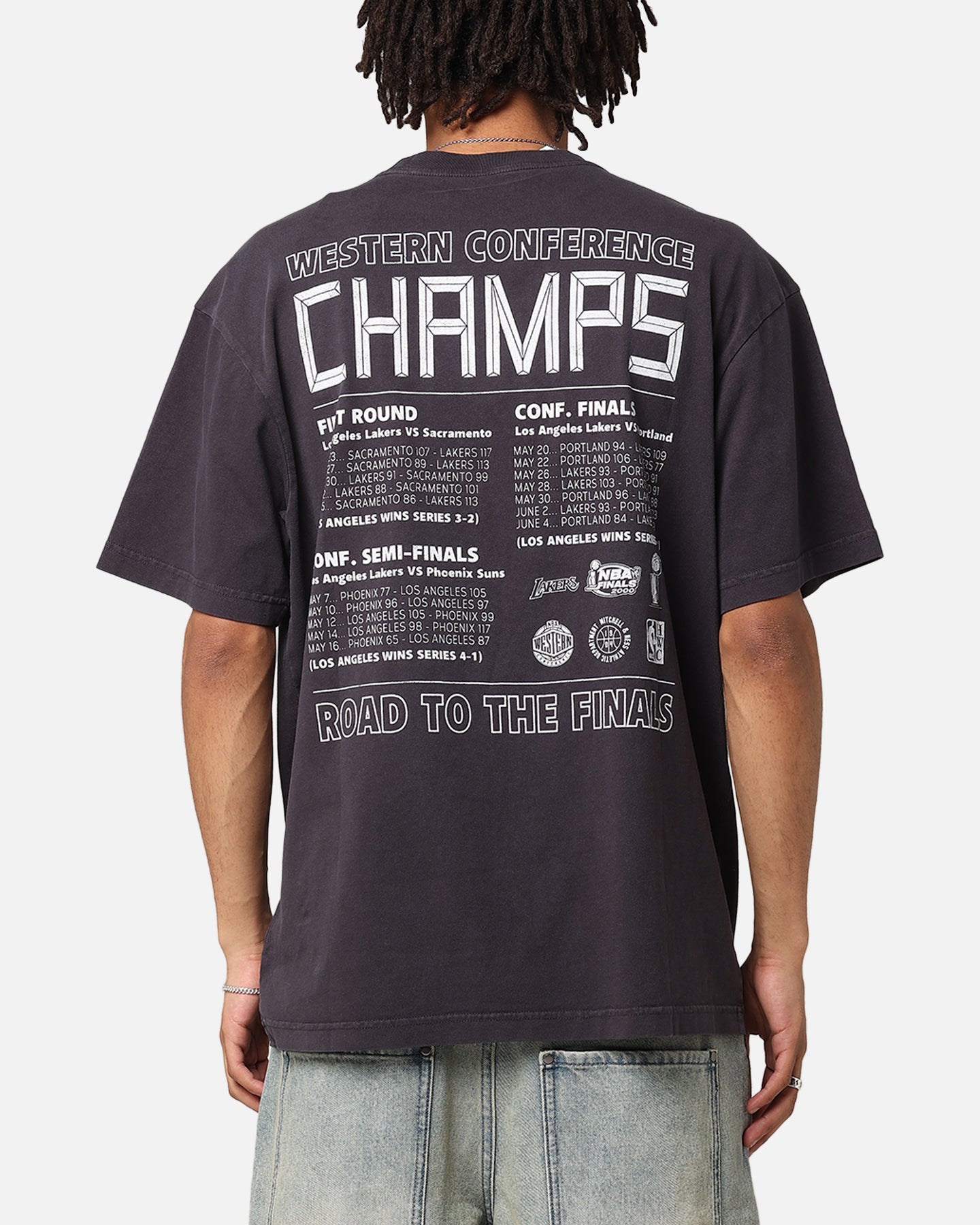 Mitchell & Ness Los Angeles Lakers Road to Finals T-Shirt Overdyed Black