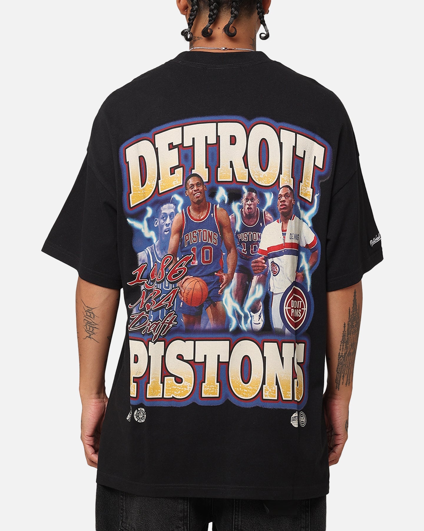 Mitchell & Ness Detroit Pistons Dennis Rodman Rookie Season T-Shirt Faded Black