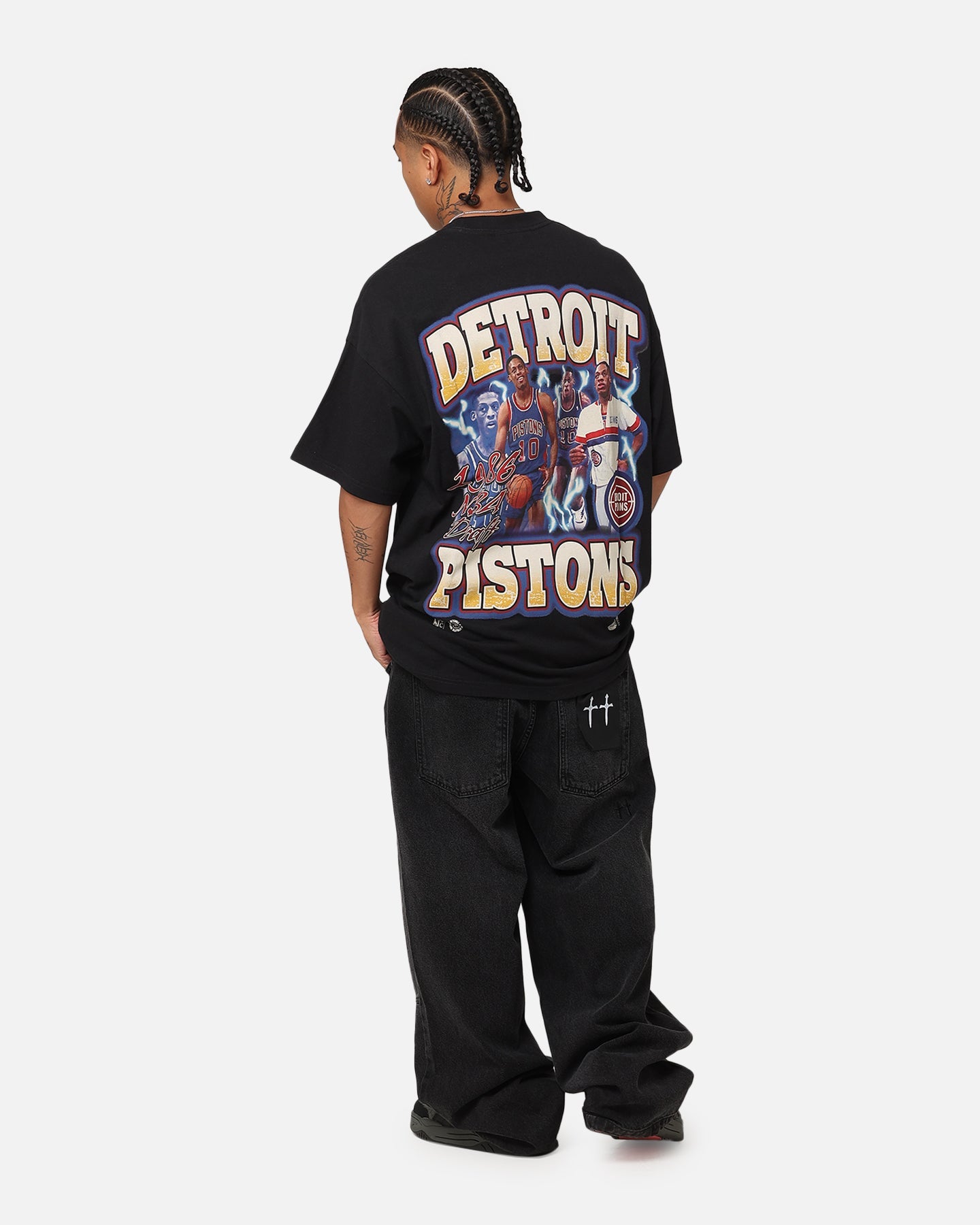 Mitchell & Ness Detroit Pistons Dennis Rodman Rookie Season T-Shirt Faded Black
