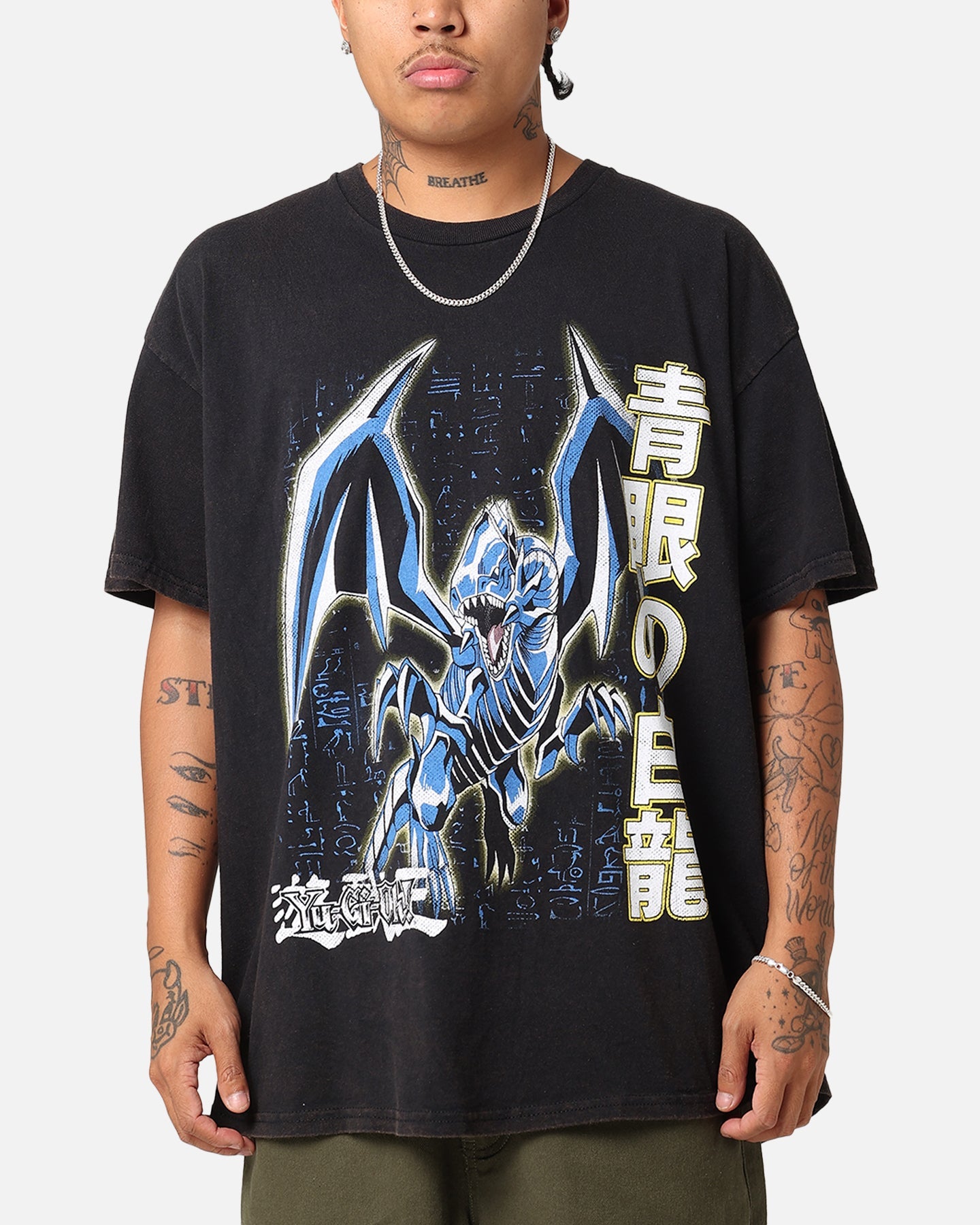 Goat Crew X Yu-Gi-Oh! Blue Eyes White Dragon T-Shirt Black Wash