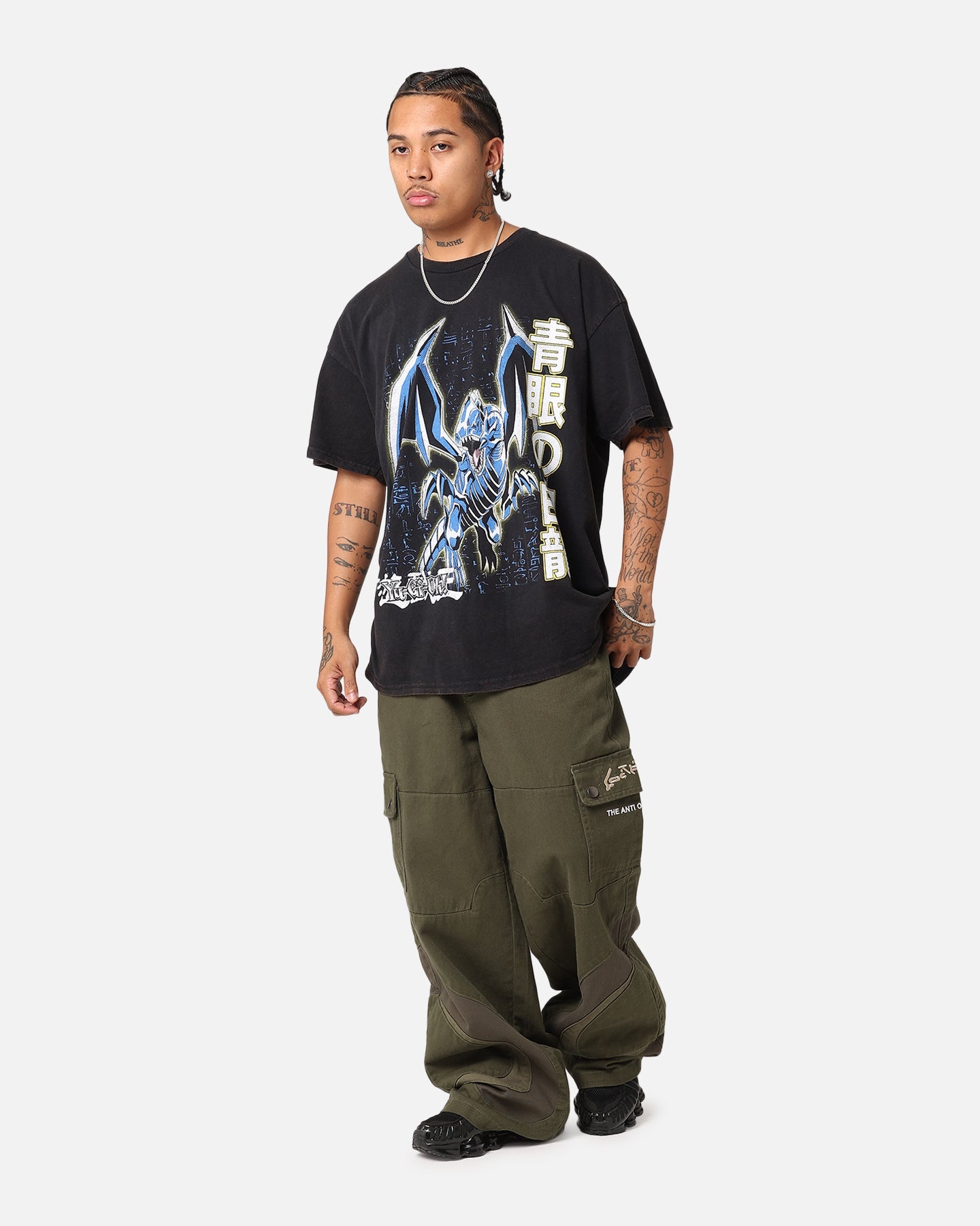 Goat Crew X Yu-Gi-Oh! Blue Eyes White Dragon T-Shirt Black Wash