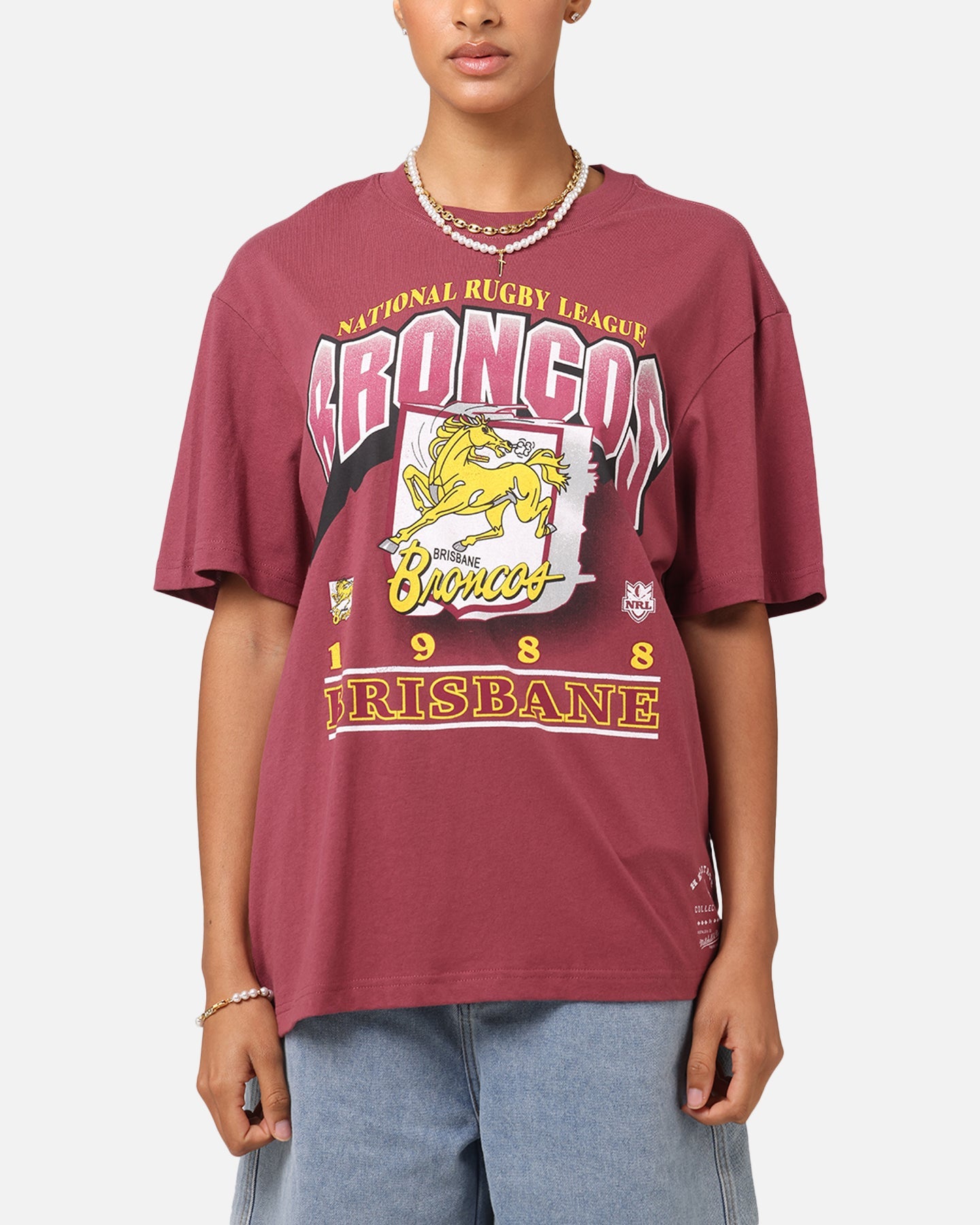 Mitchell & Ness Brisbane Broncos 1988 Crest T-Shirt Maroon Style001