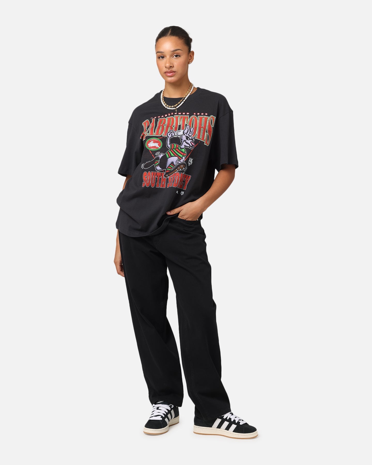 Mitchell & Ness South Sydney Rabbitohs Mascot Character T-Shirt Faded Black Style001