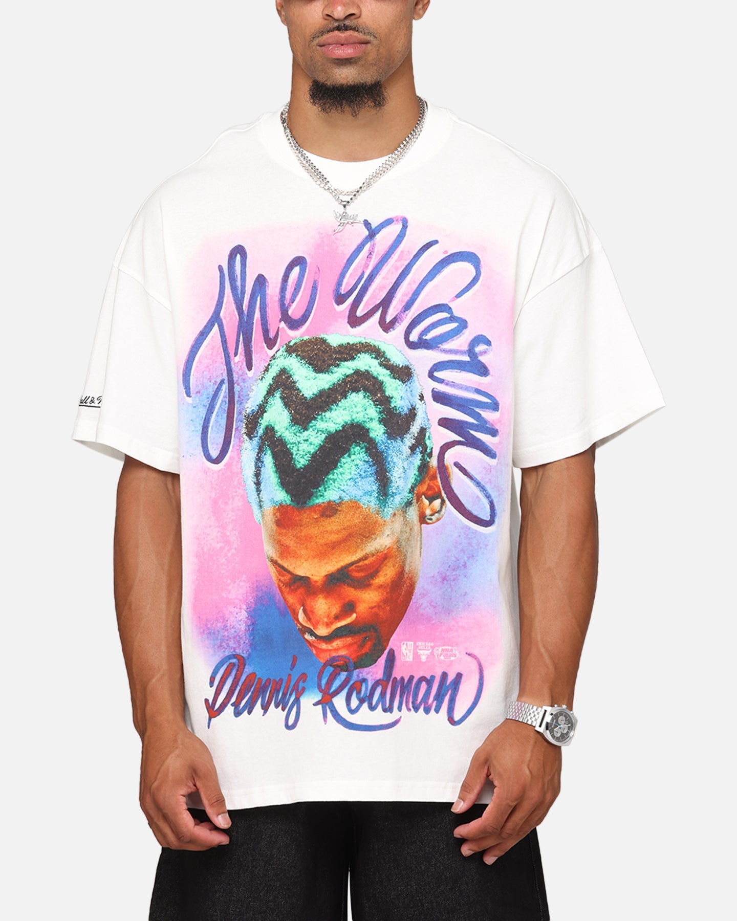 Mitchell & Ness Chicago Bulls Dennis Rodman Airbrushed T-Shirt Vintage White