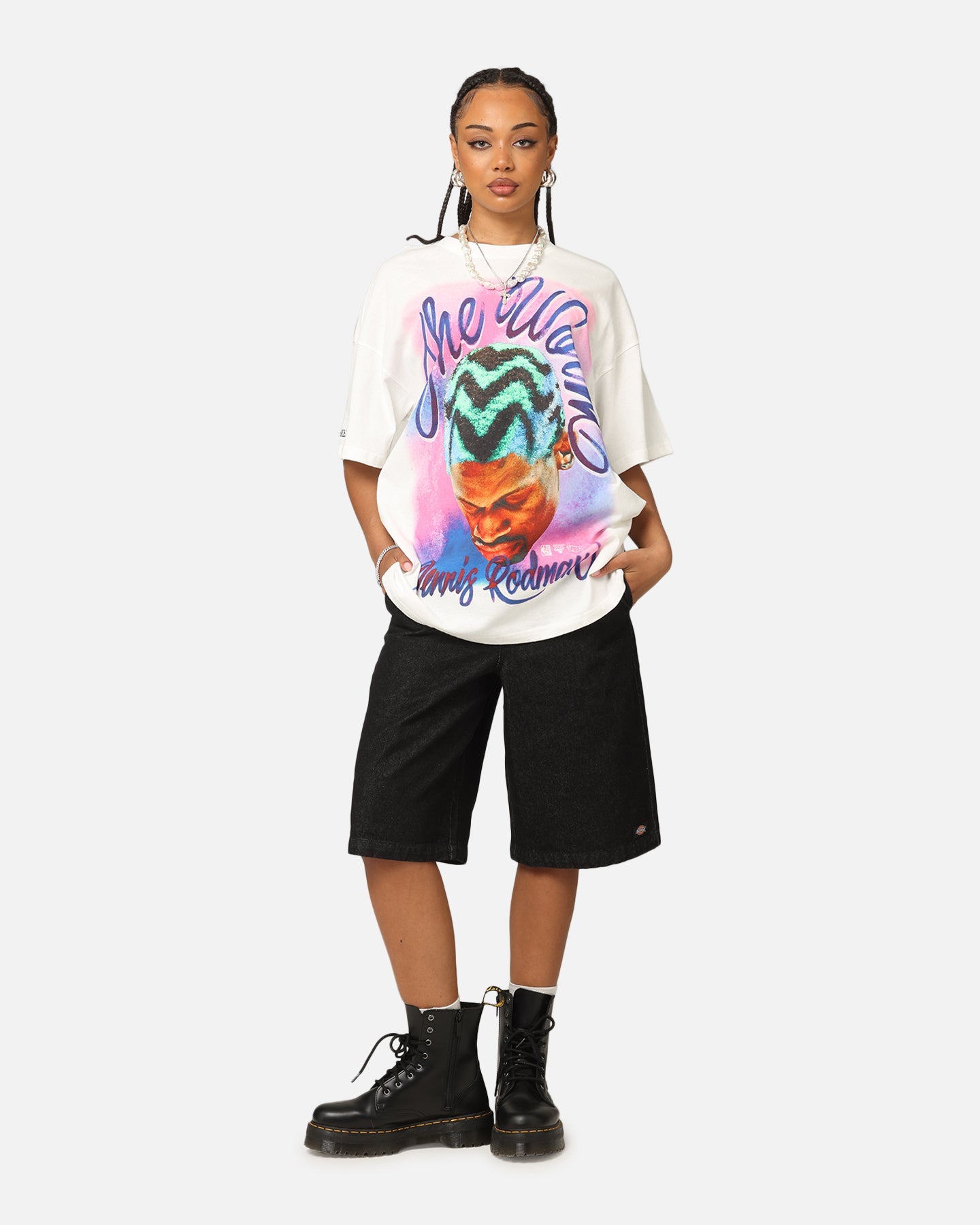 Mitchell & Ness Chicago Bulls Dennis Rodman Airbrushed T-Shirt Vintage White Style001