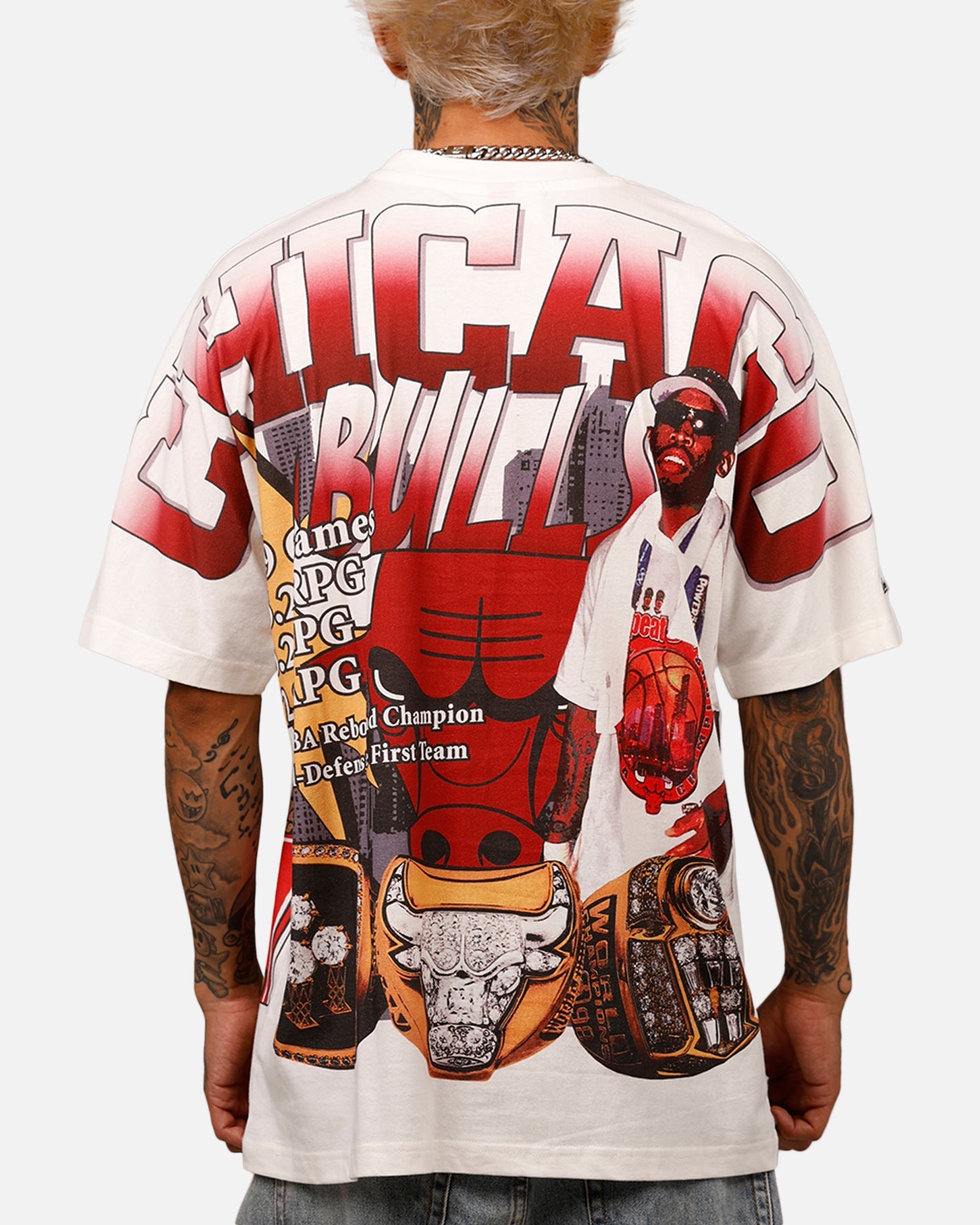 Mitchell & Ness Chicago Bulls Dennis Rodman Rings T-Shirt Vintage White